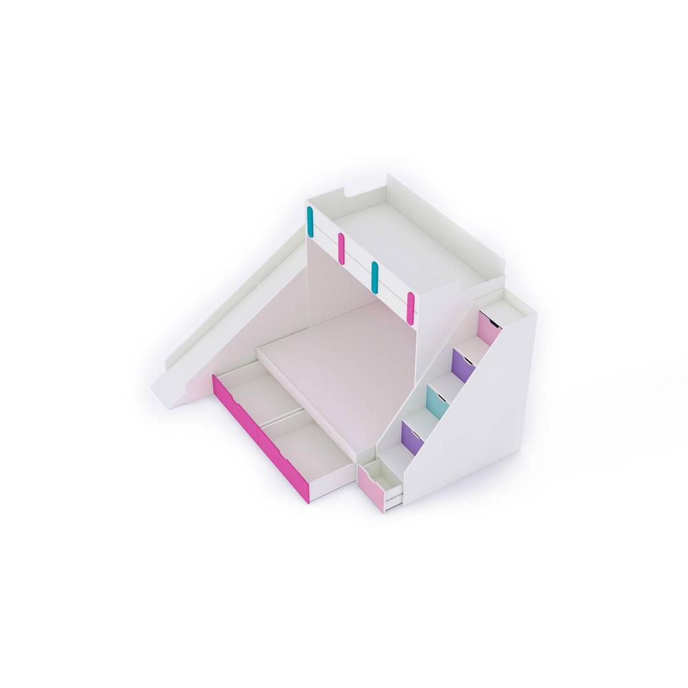 Sleep Nâ€™ Slide Bunk Bed with Slide and Storage in White Colour BKBB029