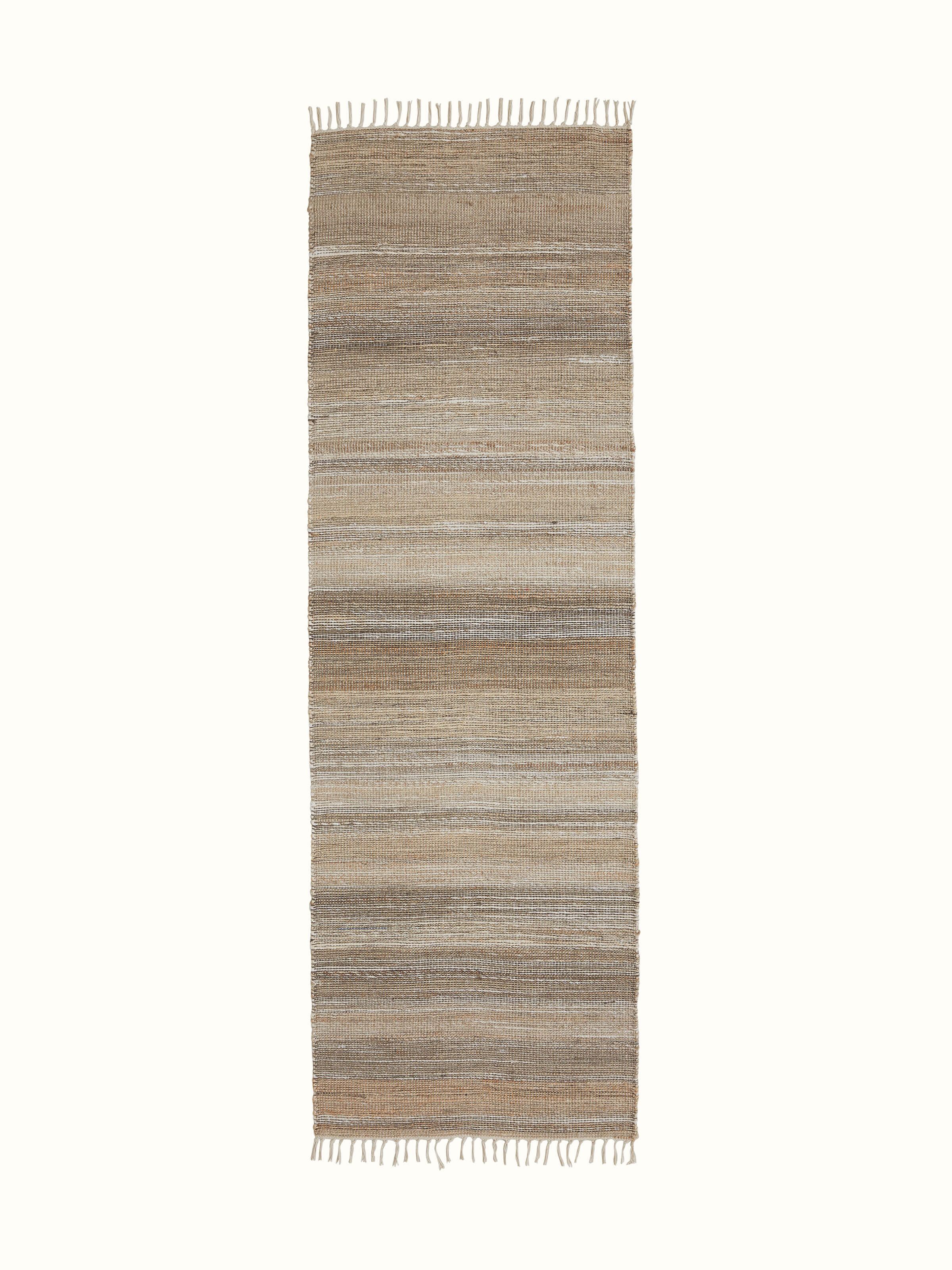 Front view of Textured Beige Lawan Jute & Cotton Natural Fibre Runner highlighting its subtle texture.