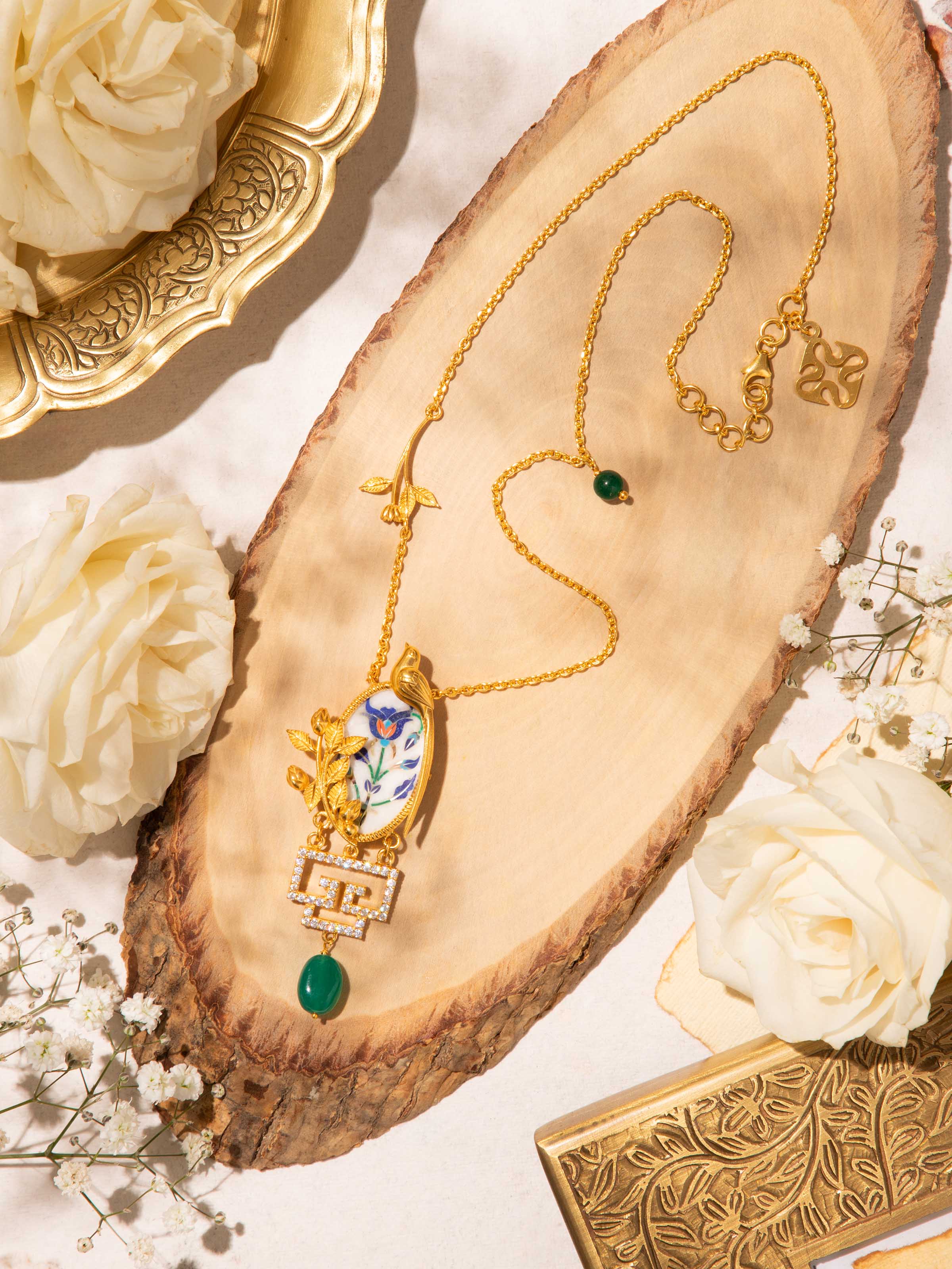 Side close-up showing the craftsmanship and chain details