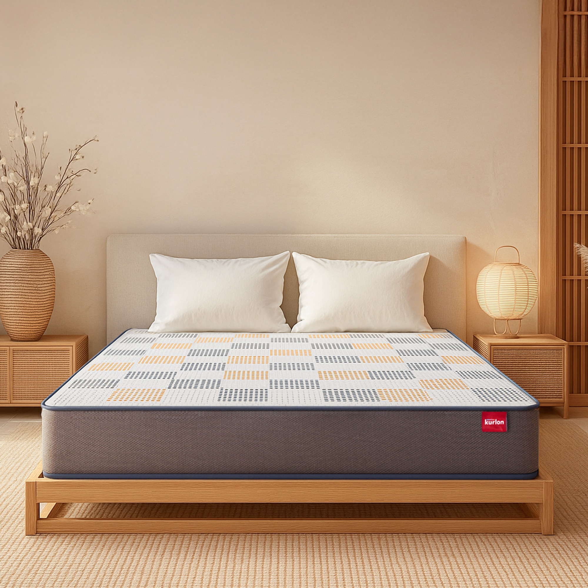 KURLON Dual Reversible Mattress, Soft & Firm Support 4 inch Queen High Resilience (HR) Foam Mattress (L x W: 72 inch x 66 inch)