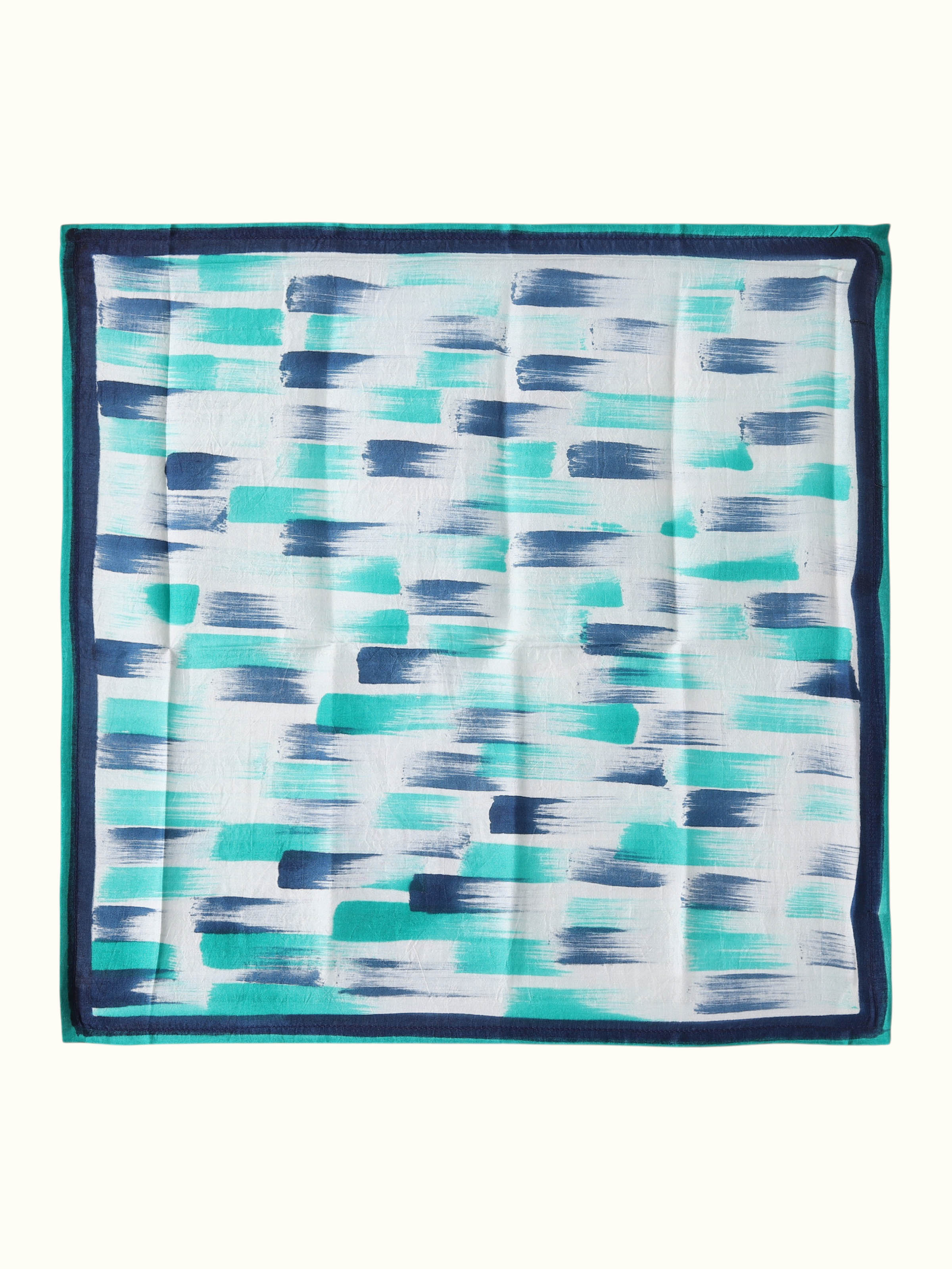 front view of assorted silk discharge block printed pocket squares