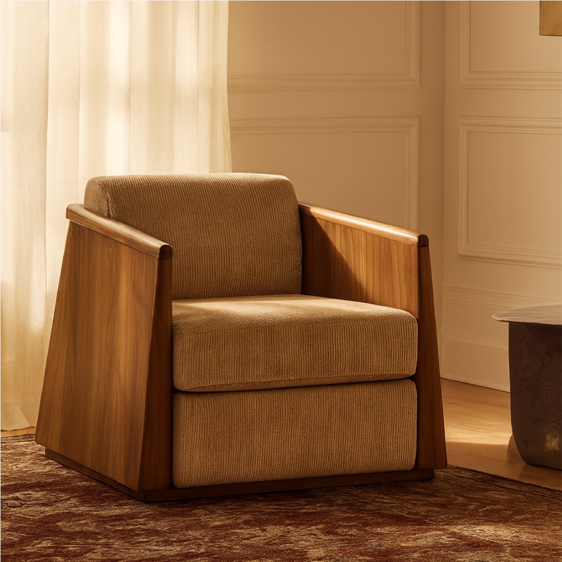 Roko Fabric Lounge Chair in Brown Colour - Orange Tree