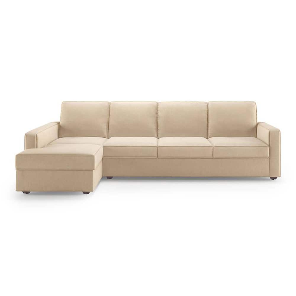 Apollo Compact Sofa (Colour : Birch Beige, Cushion : Hard, Back Type : Regular, Seating Capacity : Left Aligned 3 Seater + Left Aligned Chaise + Ottoman)