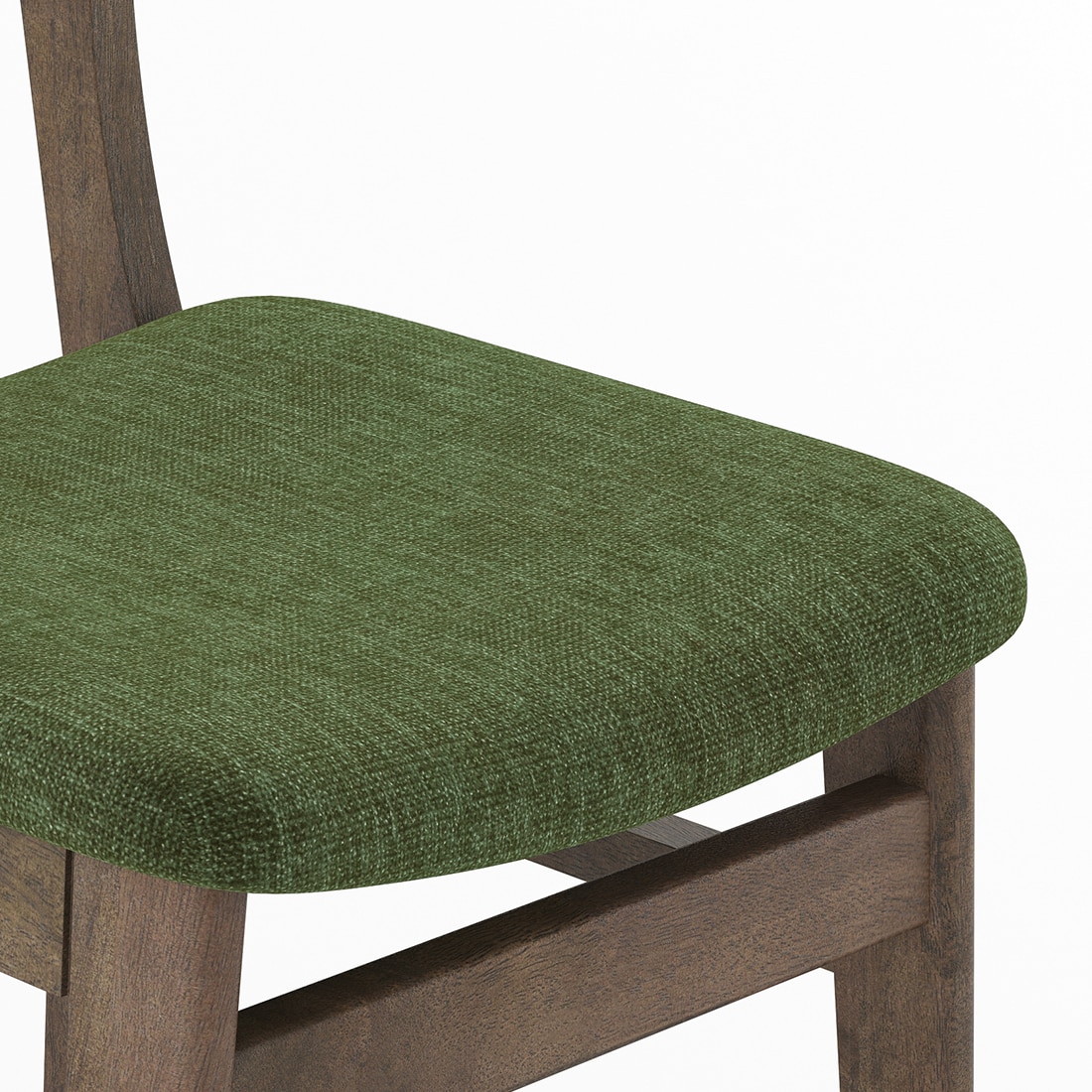 Lunar Solid Wood Dining Chair Set of 2 In Danish Walnut Finish With Moss Green Fabric Colour
