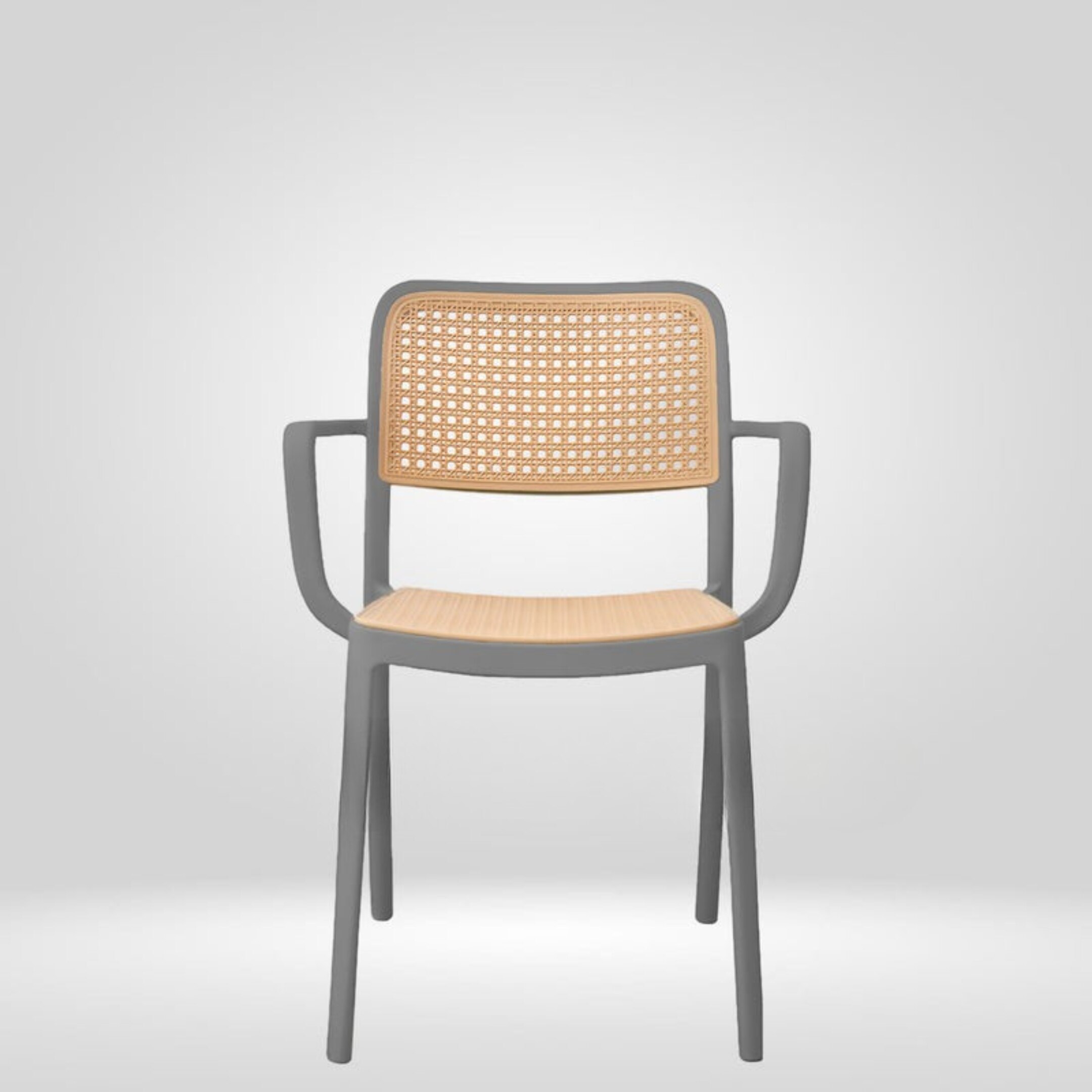Kepler Brooks Zen Cafeteria Dining Chair With Arms in Grey Colour - Kepler Brooks