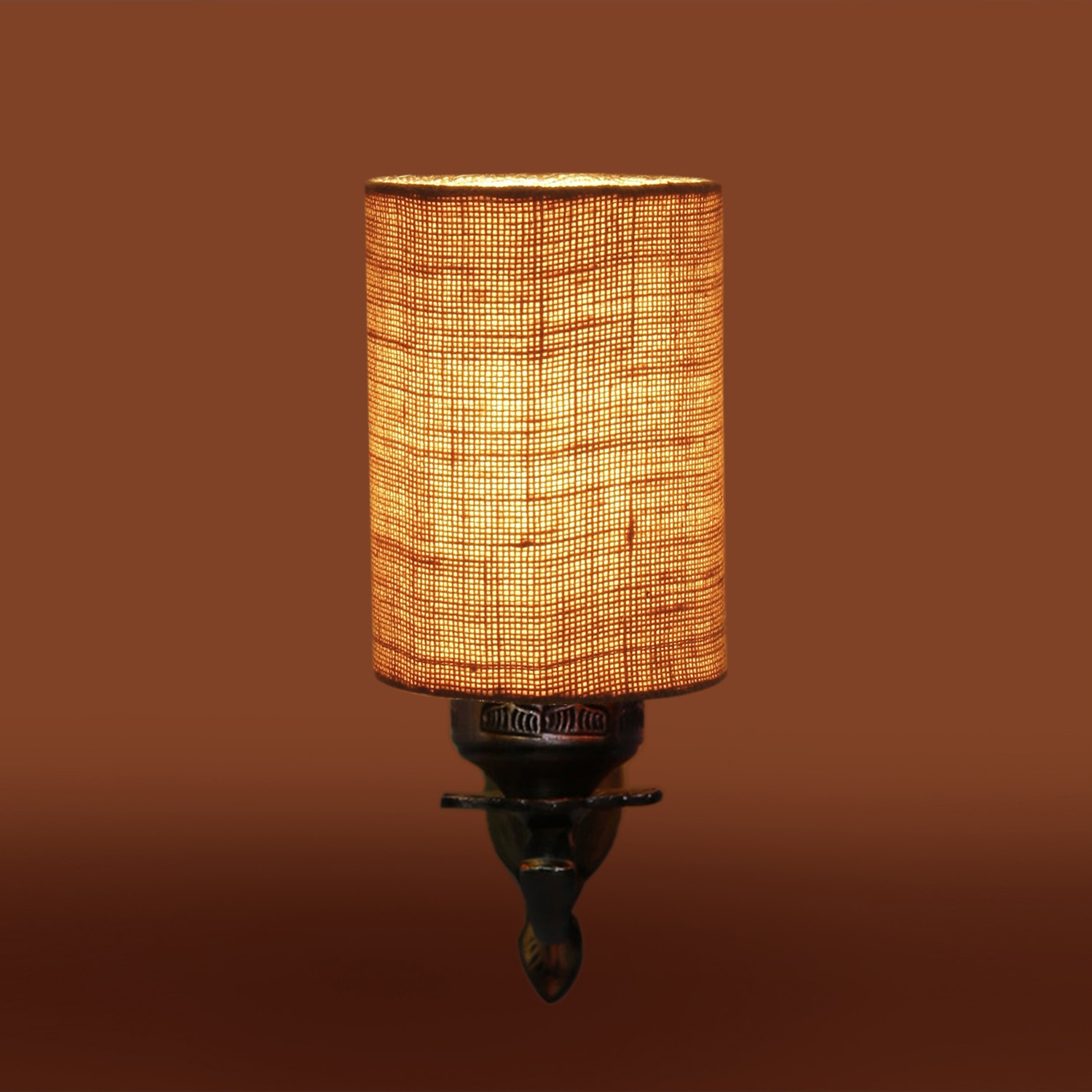 Devansh Metal Electric Wall Light in Antique Gold Colour with Beige Shade Count of 1 Light-image-30