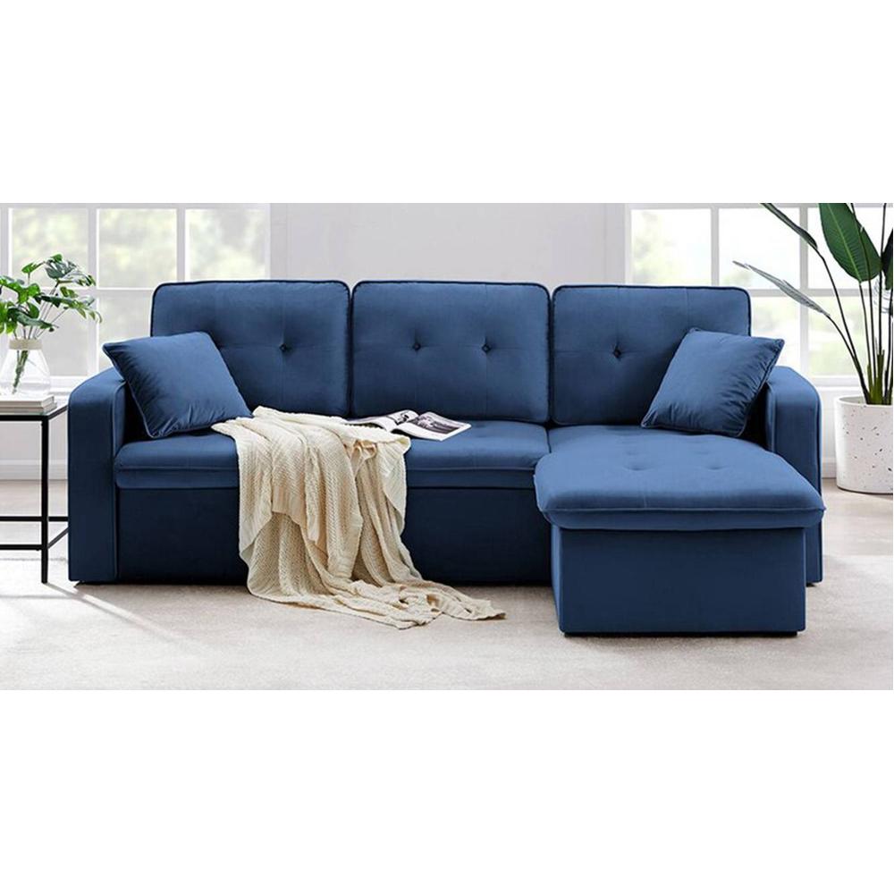 Universe Solid Wood Sofa cum Bed in Navy Blue