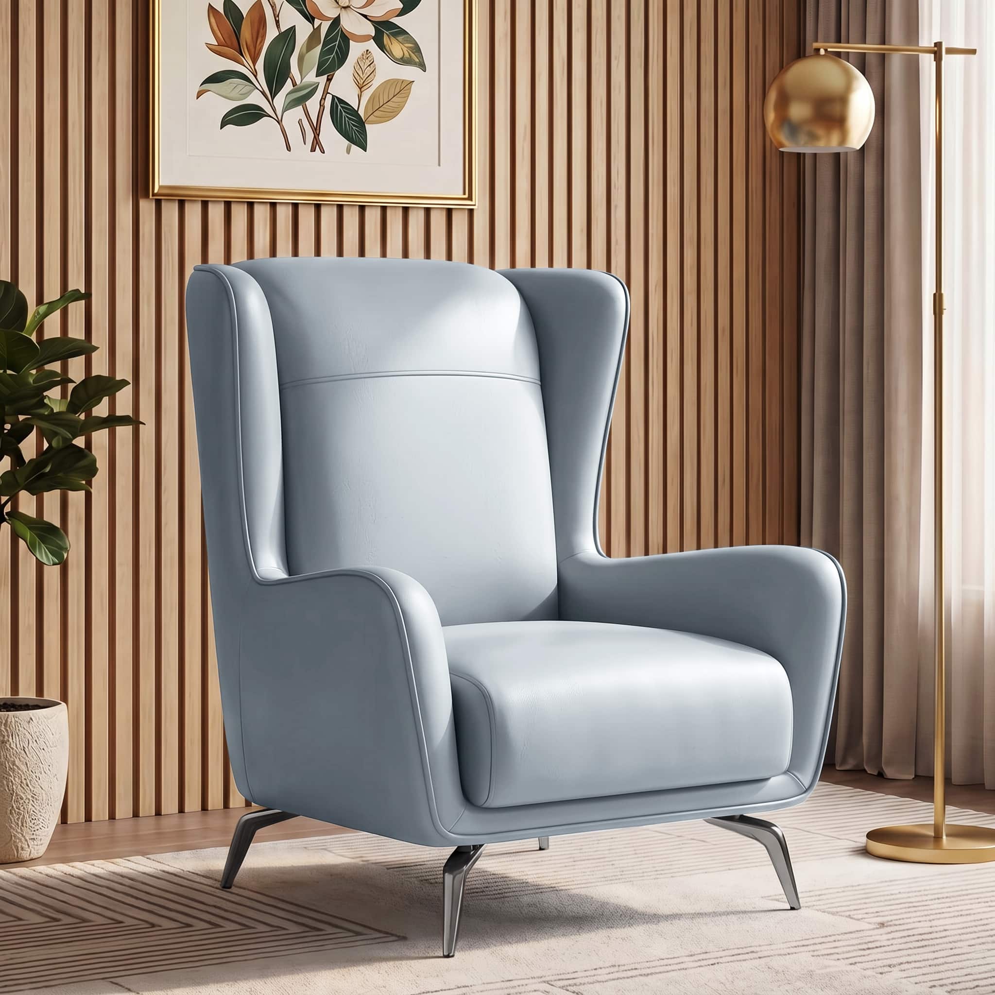 Aile Lounge chair In Powder Blue Leatherette