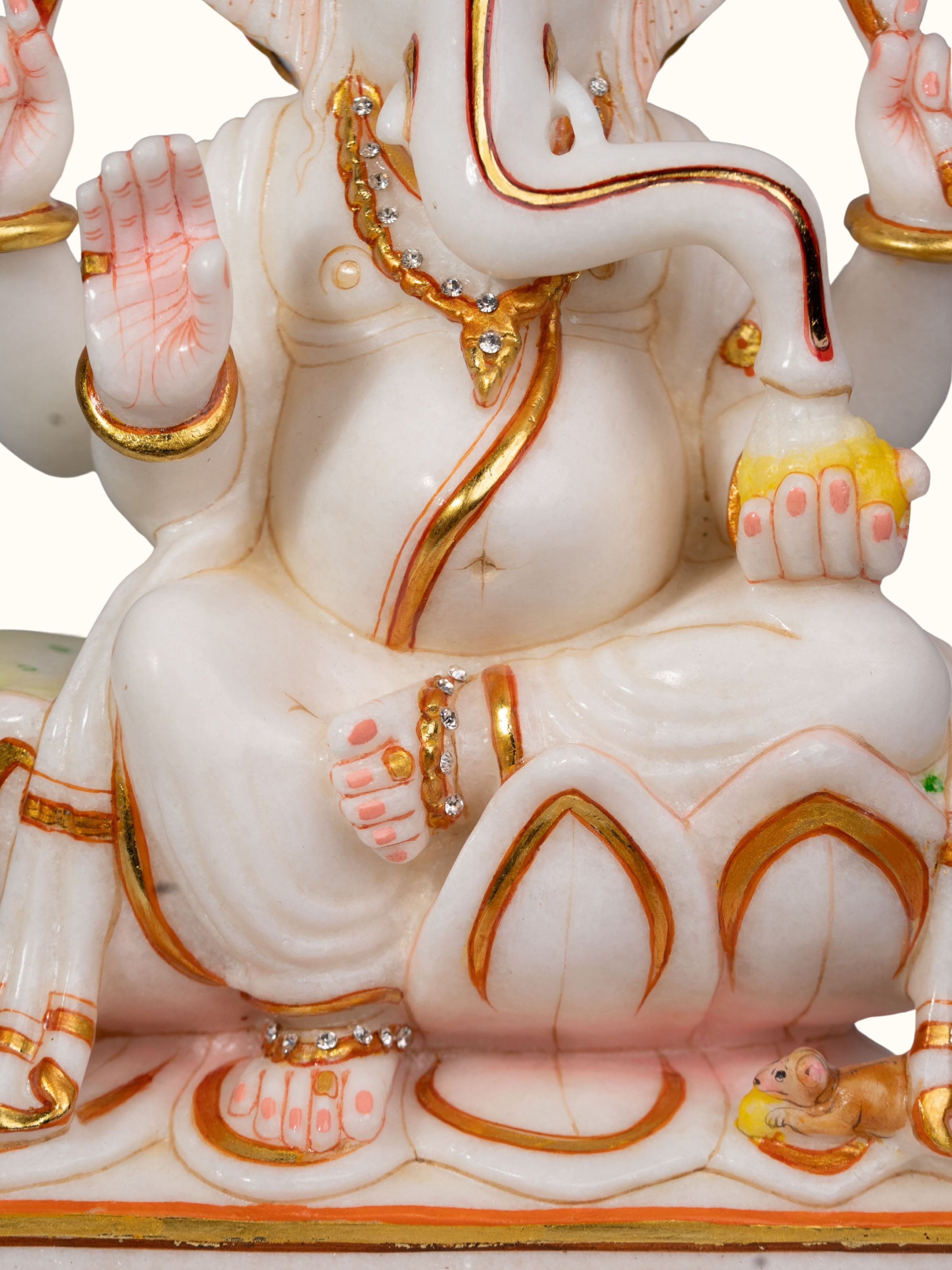 Detail shot of Carved Marble Ganesha Idol