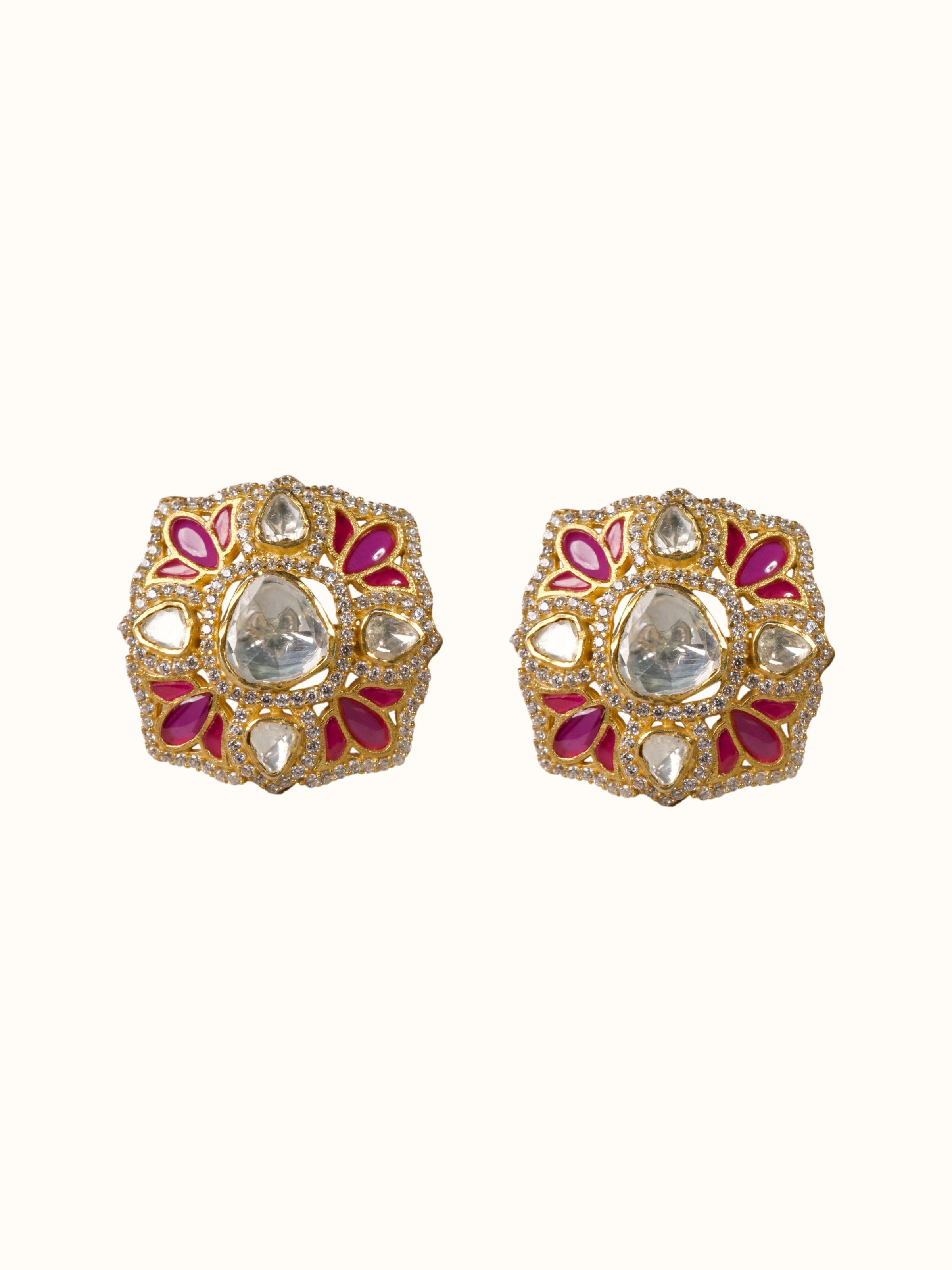 front view of silver smithing gold plated cufflinks set with polished finish