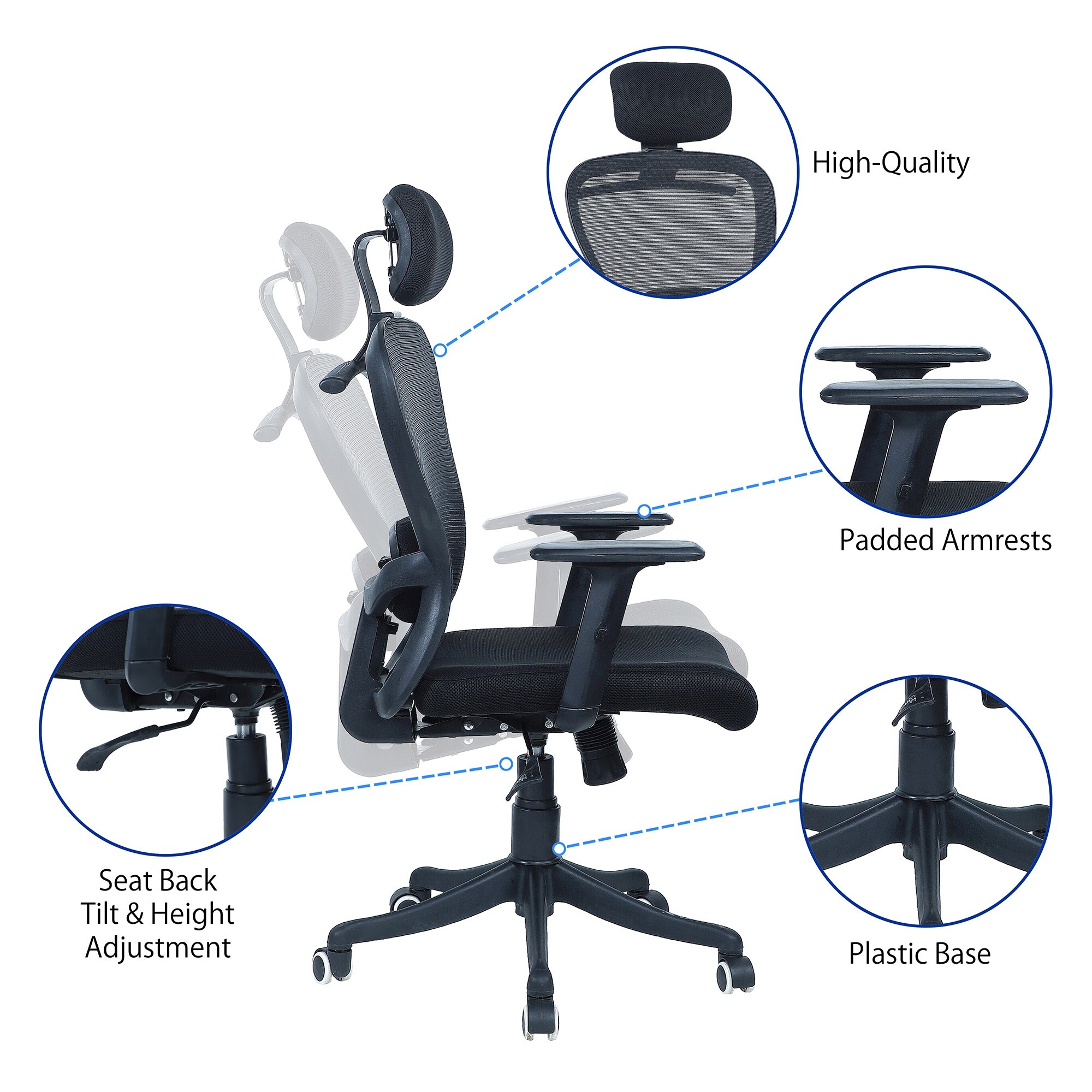 Codmeat High Back Ergonomic Chair in Black Colour