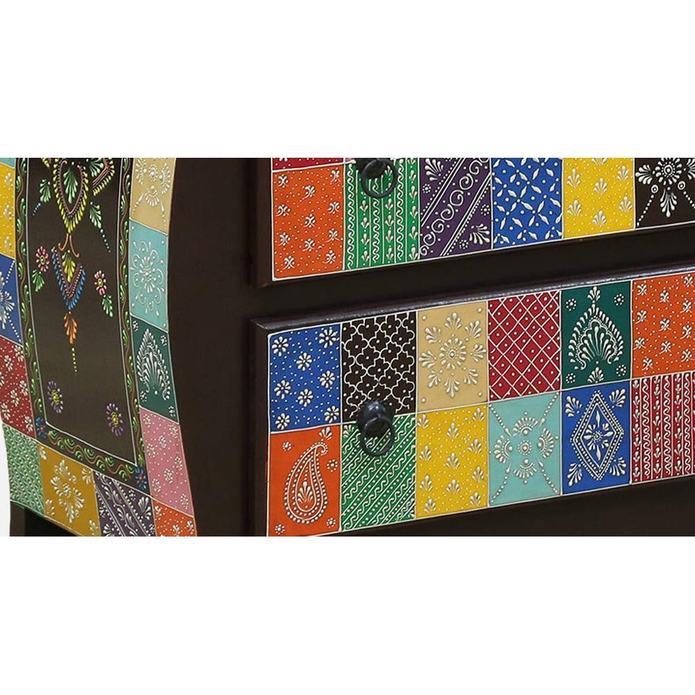 Amara Solid Wood Hand Painted Chest Of Drawer in MultiColour