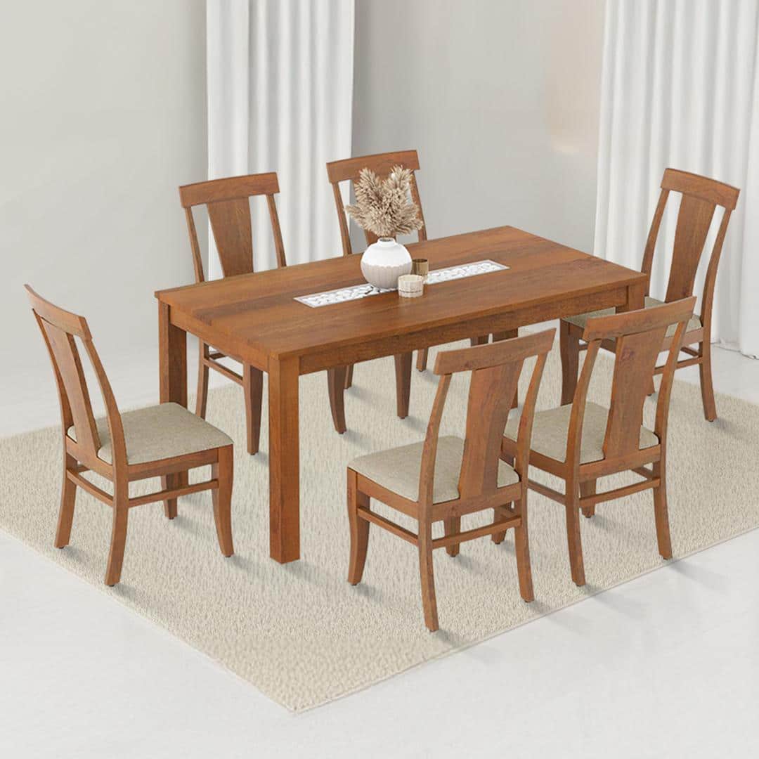 Brighton Xl 6 Seater Dining Table with Fabio Dining Chair Set
