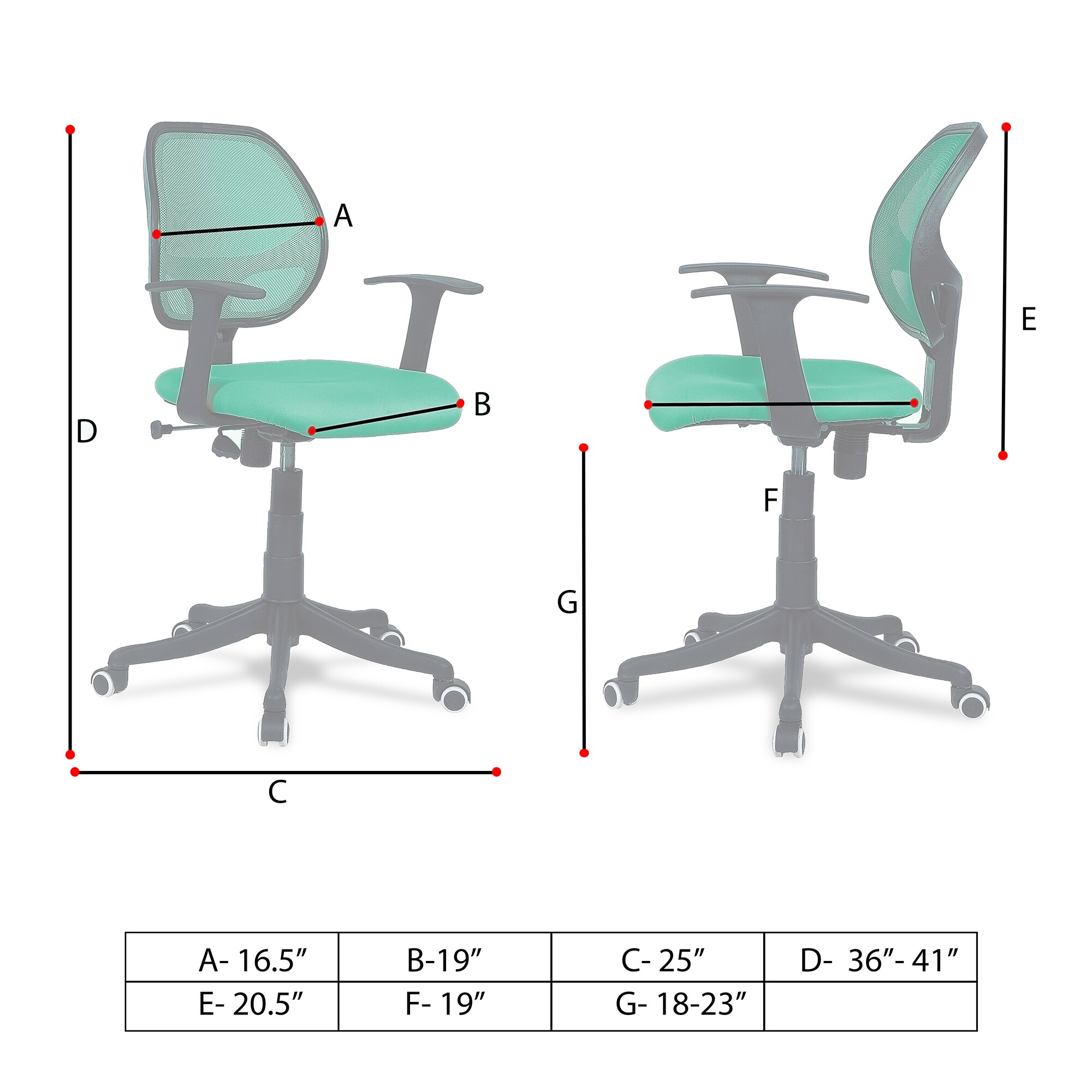 Jaazza Low Back Ergonomic Chair in Dark Green Colour