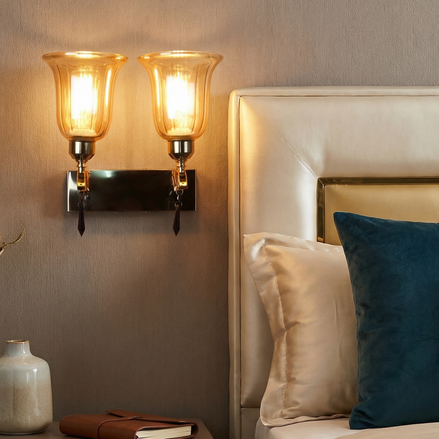 Eliante Modern Wall Lights Mild Steel & Glass Material Gold & Champaign Finish - Eliante