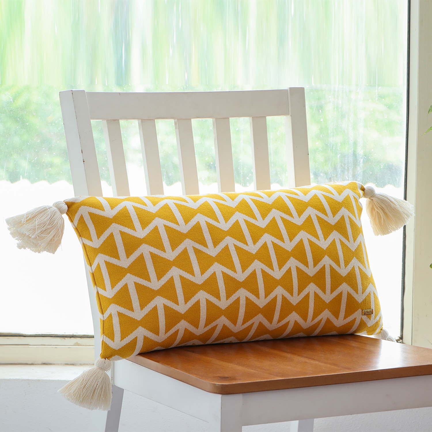 Beatrice Twenty Olive  And Natural Cotton Pillow Cover 12X20 Inches - Pluchi