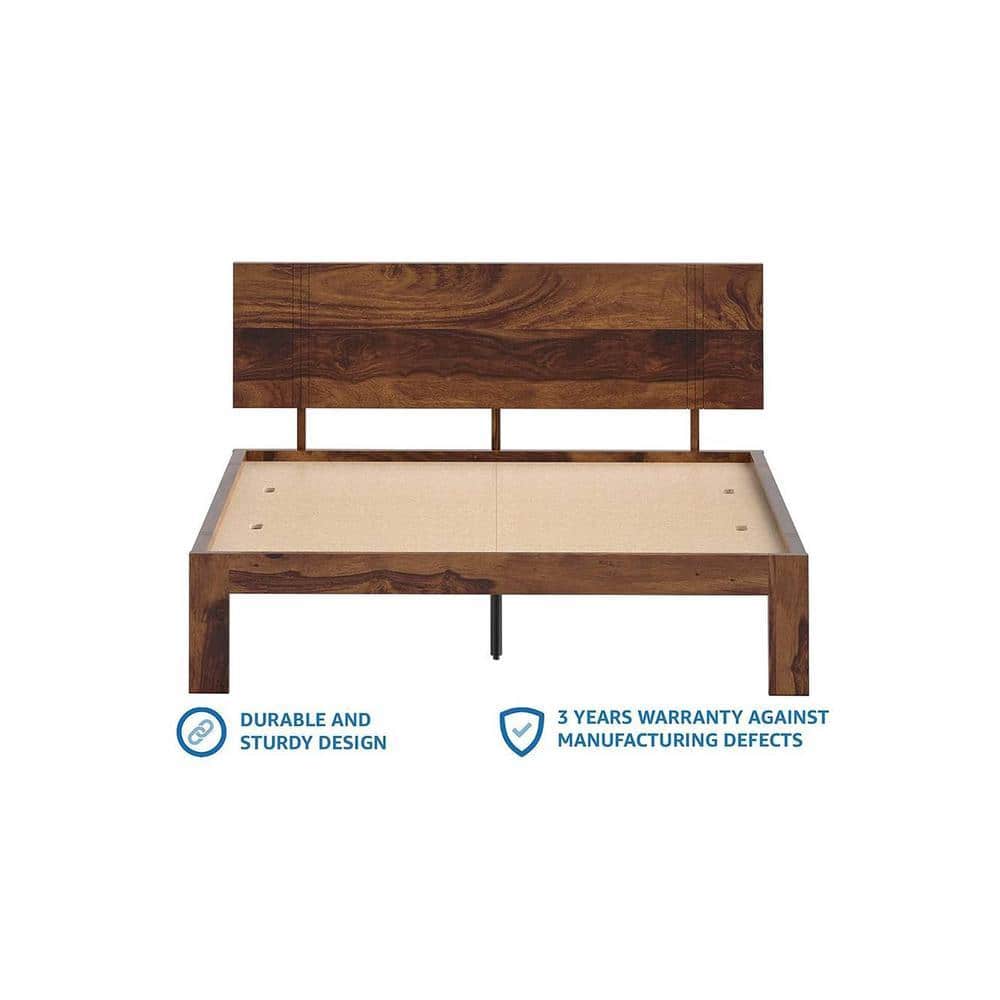 Triplet Solid Wood Queen Size Non Storage Bed In Provincial Teak Finish