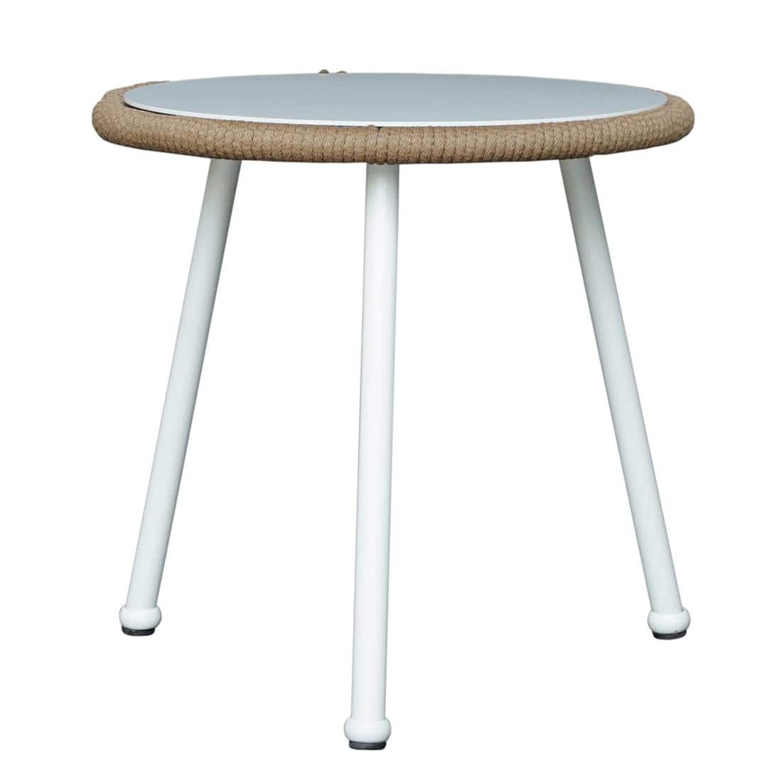 Costa Outdoor Table Set with 1 Table and 2 Chairs in Ivory White