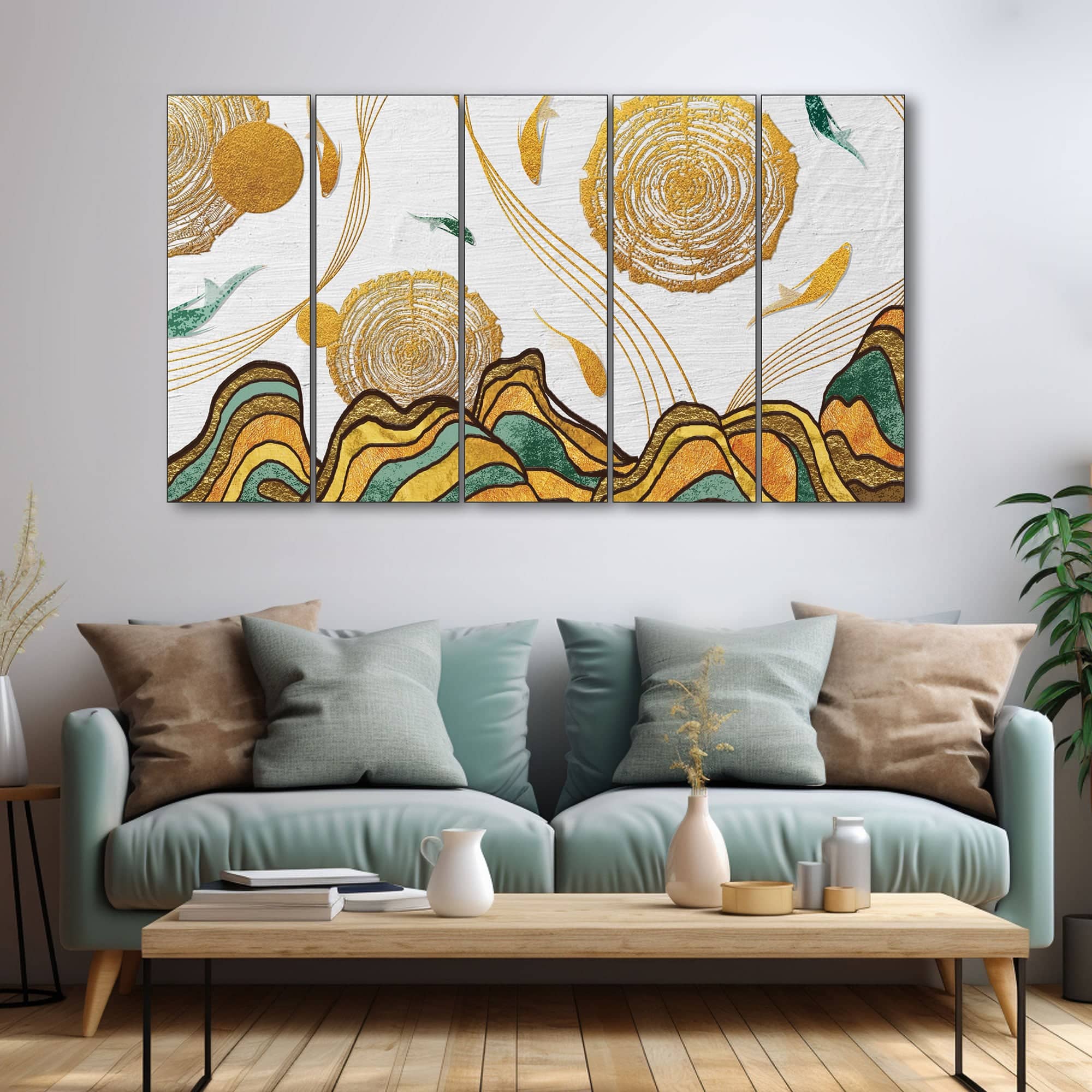 The Castle Decor Abstract Wall Painting Wooden Framed 27x48 Inch for Living Room (Style 2) - The Castle Decor
