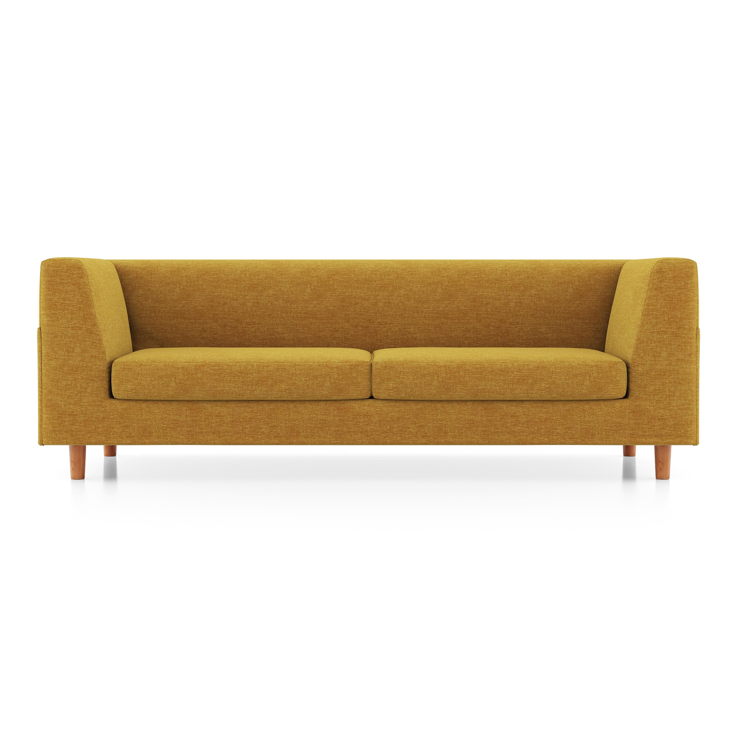 Rubik Essential 3 Seater Fabric Sofa In Ochre