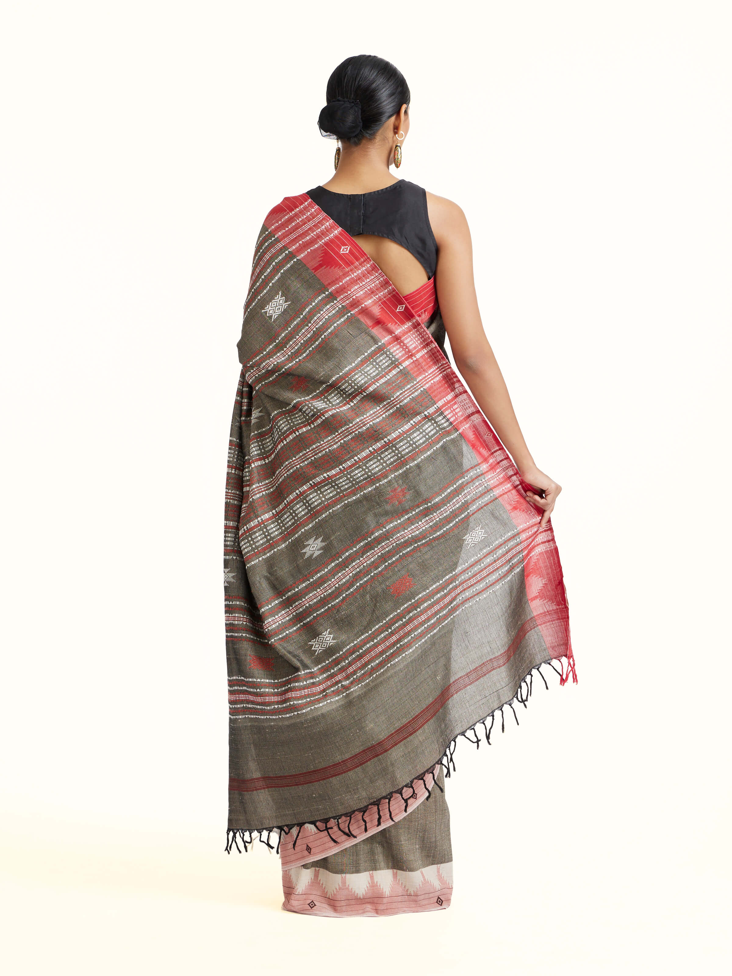 Brown Cotton Tussar Silk Kotpad Saree