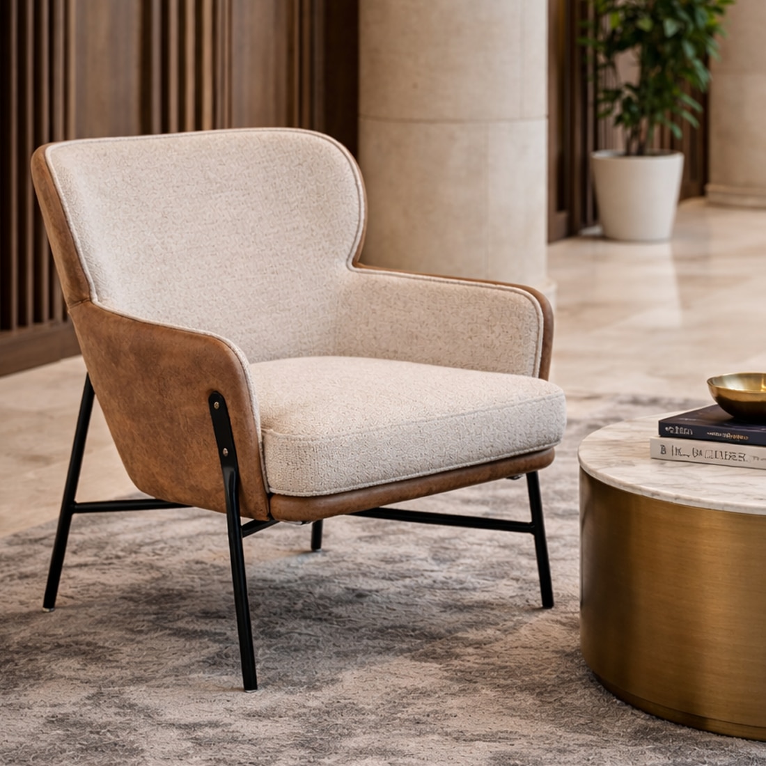 Noir Engineered Wood Lounge Chair in Multicolor Colour - HomeDfy