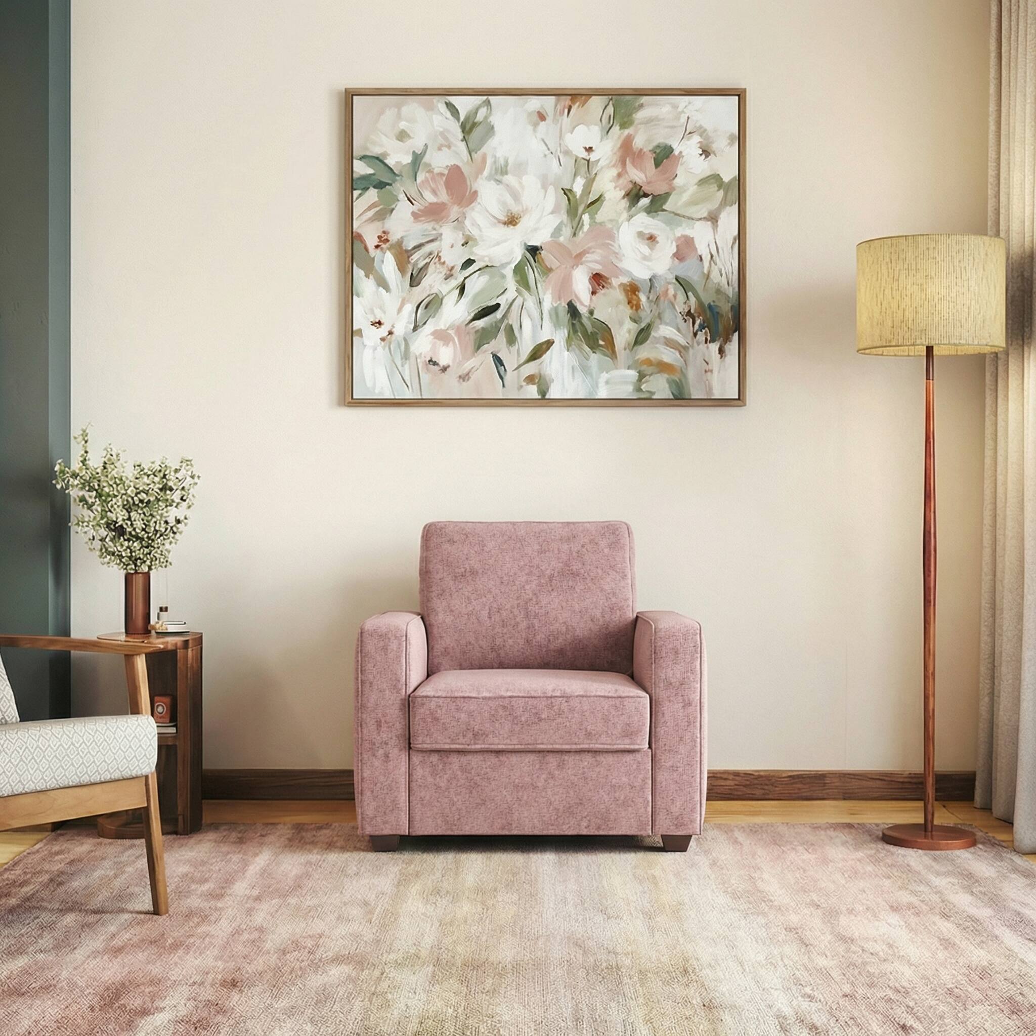 Apollo High Back 1 Seater Fabric Sofa in Desert Rose Colour - Urban Ladder