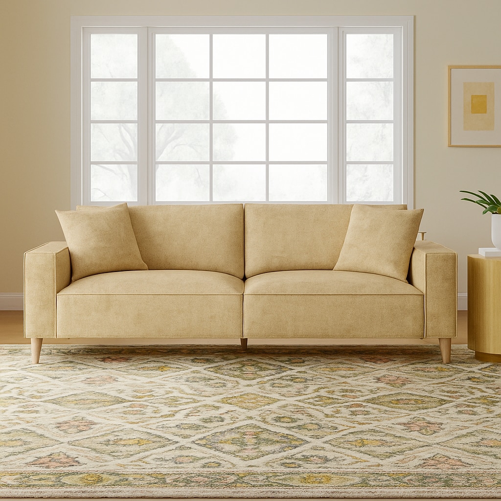 Airy 2 Seater Sofa In Leatherette Cream Color - AIAN Enterprises