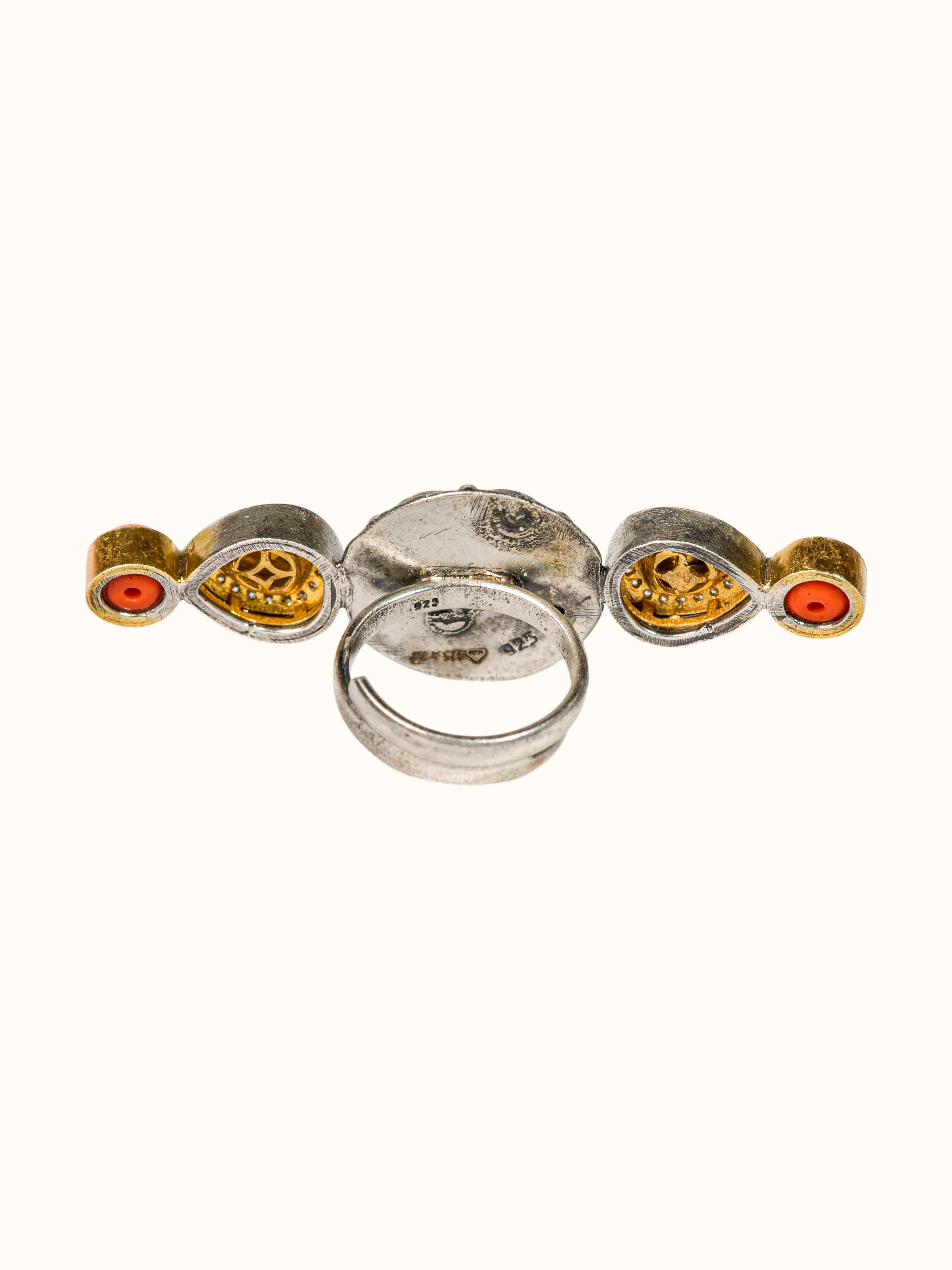 Dank Polki Silver Ring