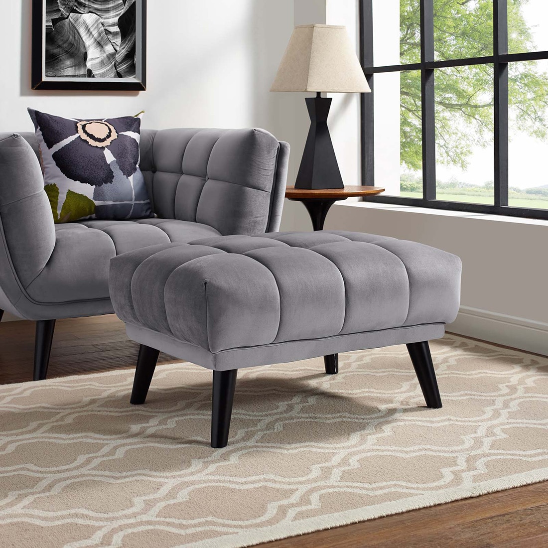 Brait Ottoman in Midnight Grey Colour