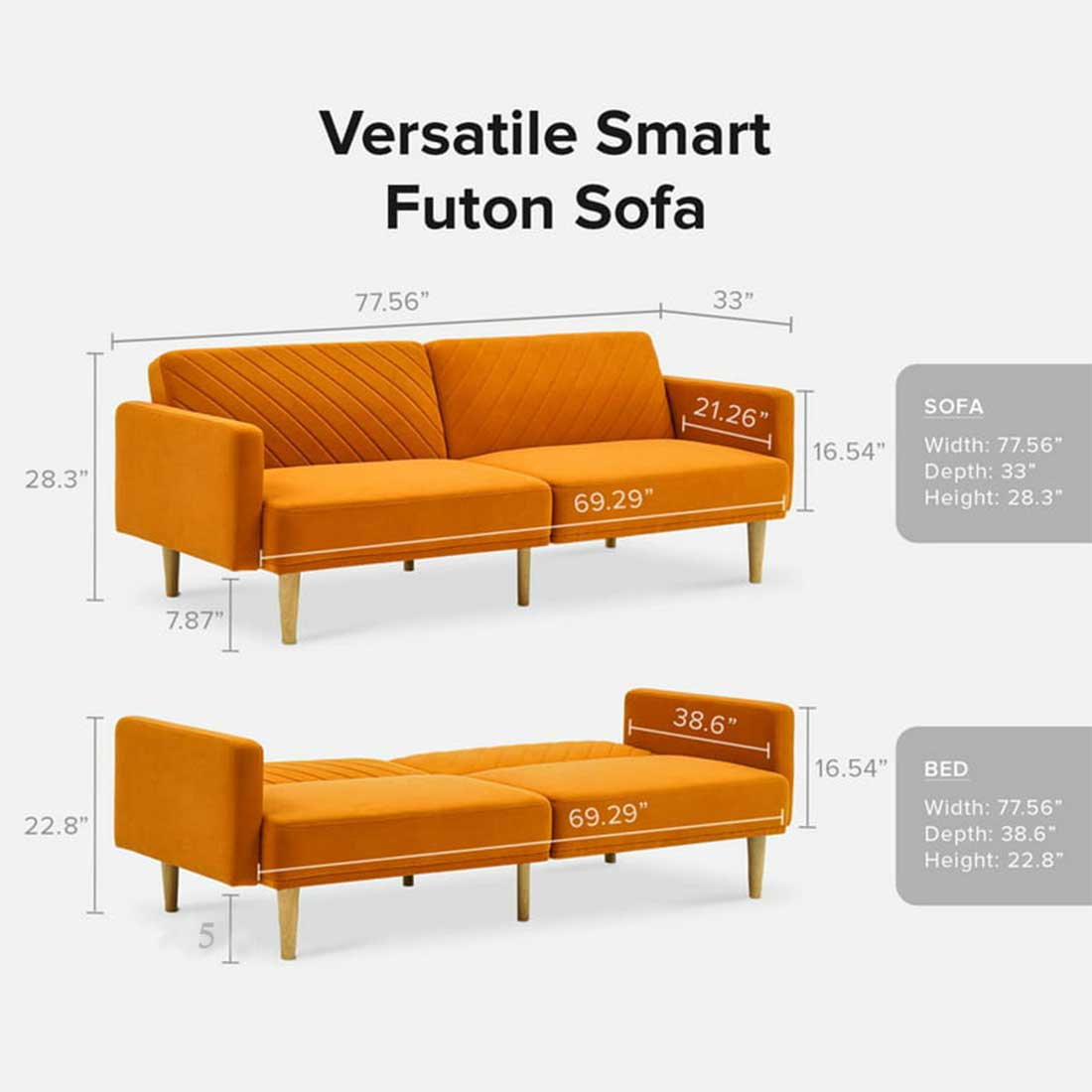 Versatile 3 Seater Sofa Cum Bed In Orange Color