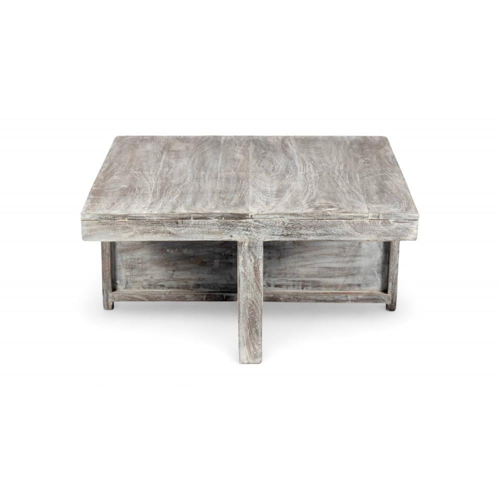 Blane Sheesham Wood Country Side Coffee Table Set With 4 Stools In Antique Multicolour Finish