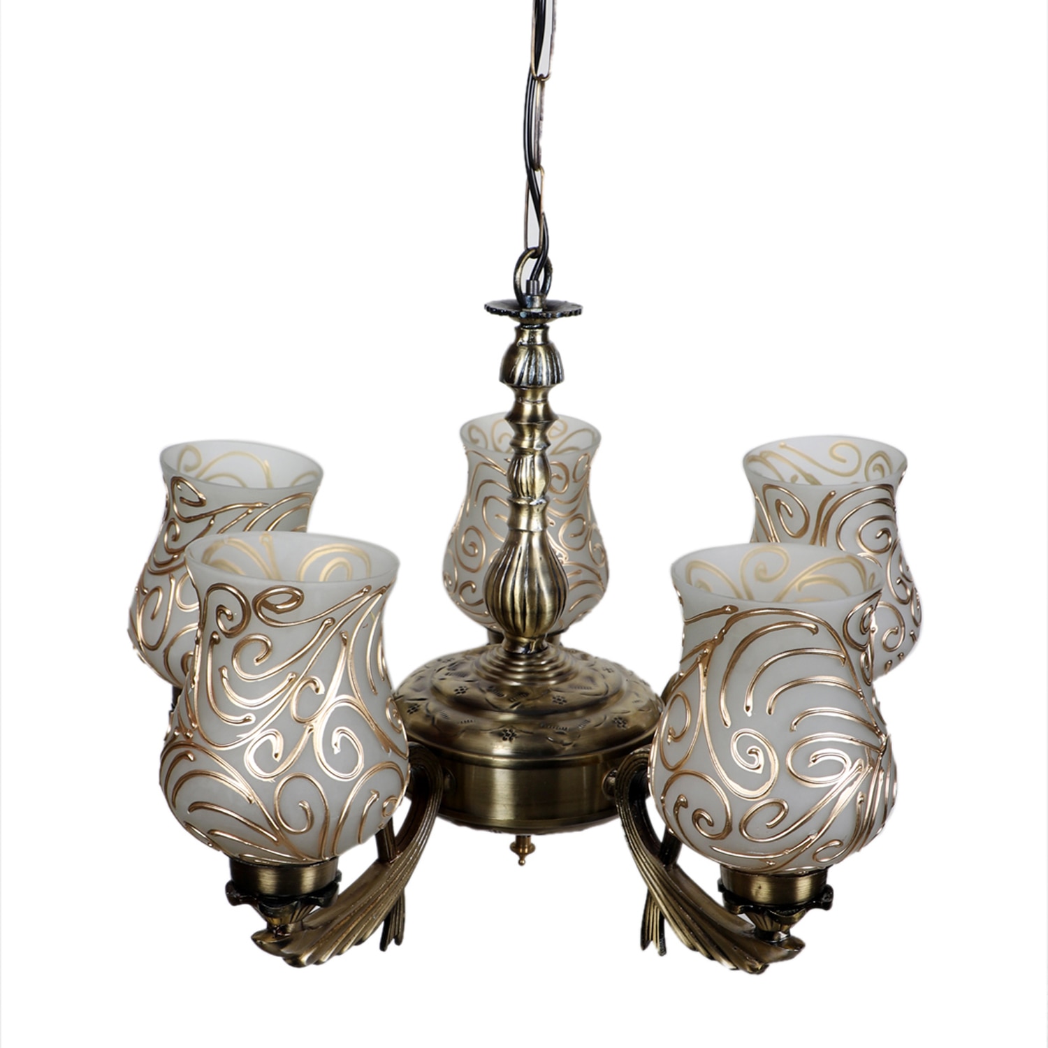 Devansh Gold Antique Wall Mounted Lamp With Off-White Cotton Shade