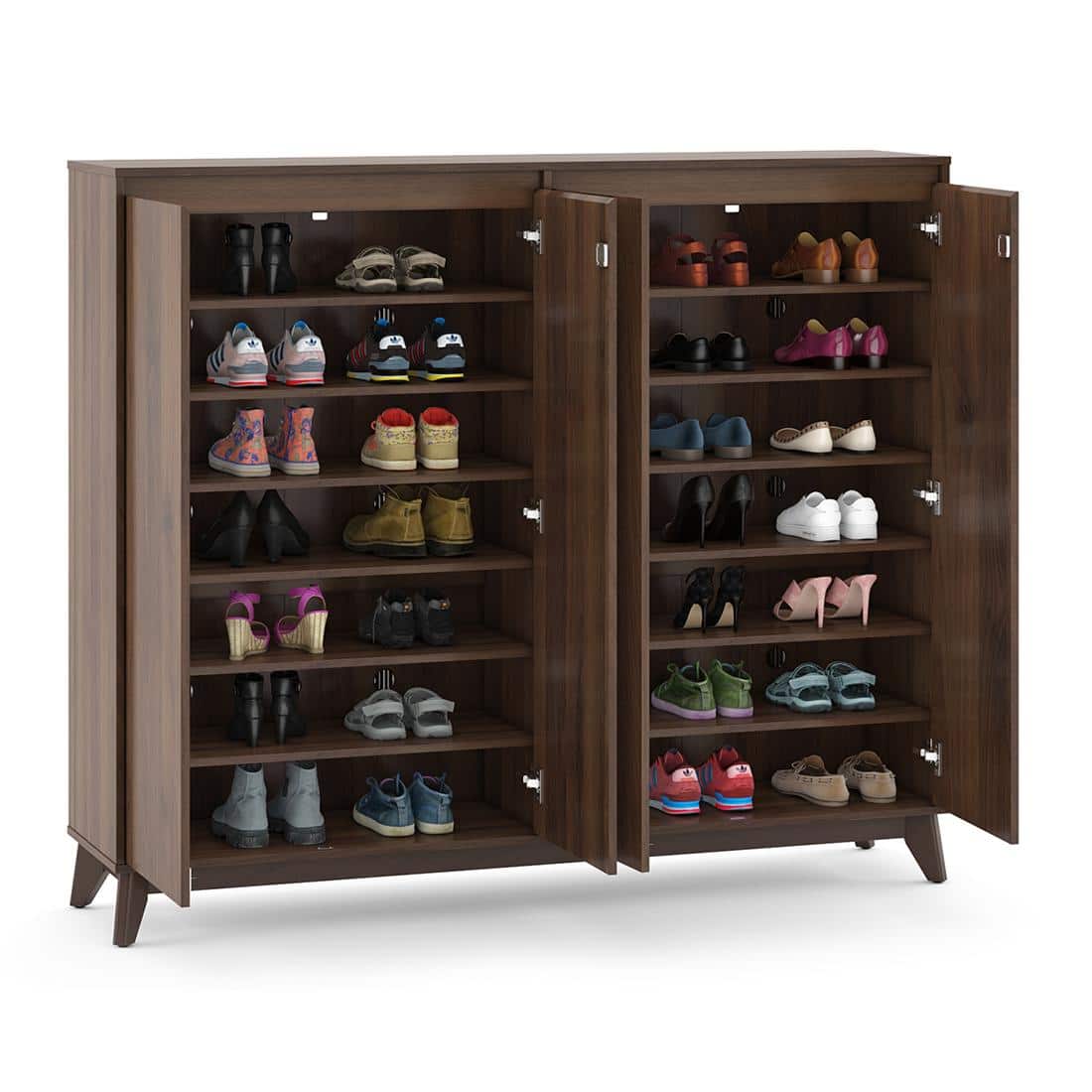 Webster 48 Pair Shoe Rack in Classic Walnut Finish