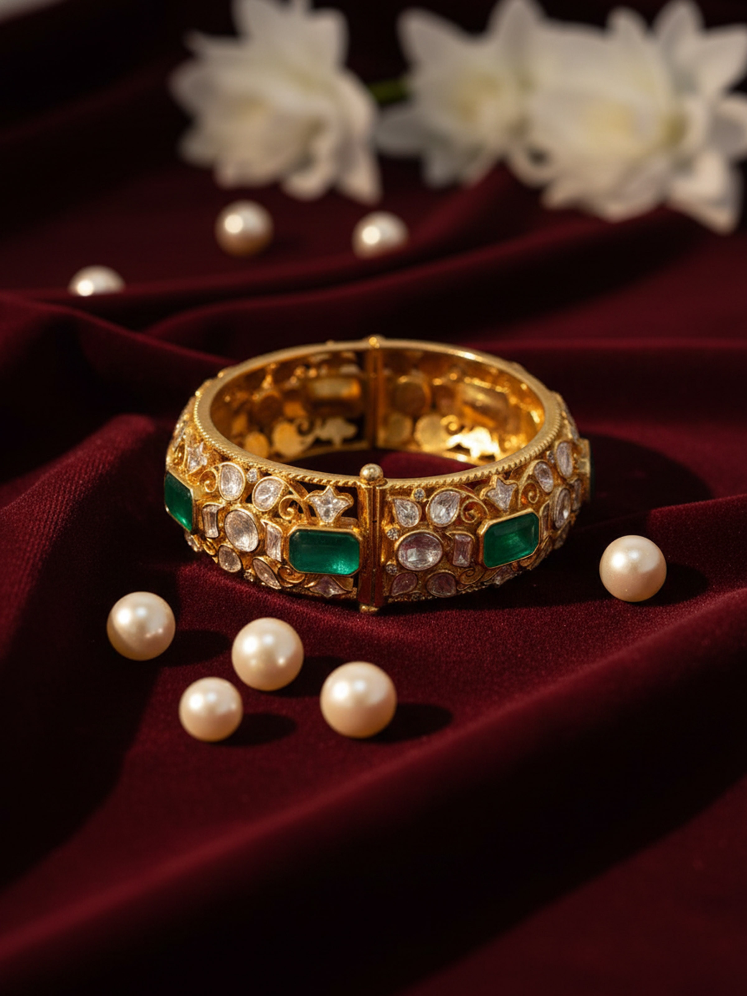 Lifestyle view of silver smithing bangle