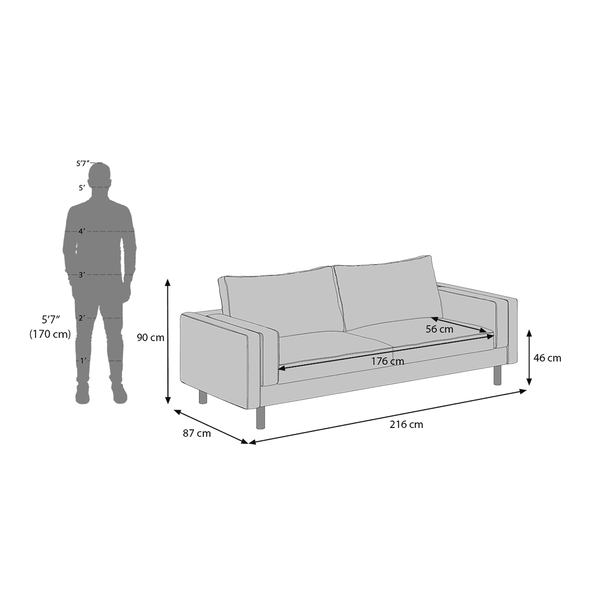 Nolan 3 Seater Leatherette Sofa (Tan)