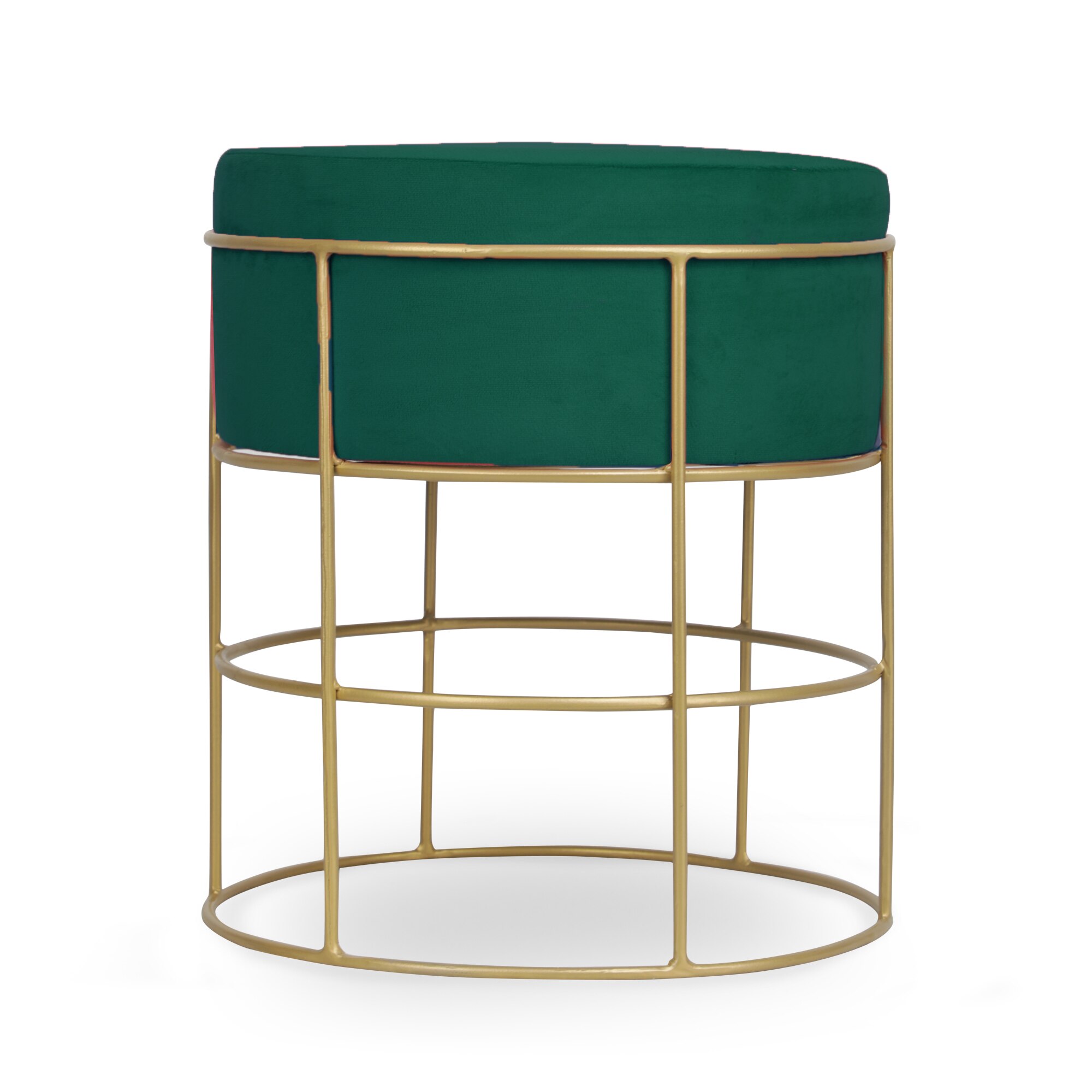 Zachary Solid Wood  Ottomon in  Green Colour