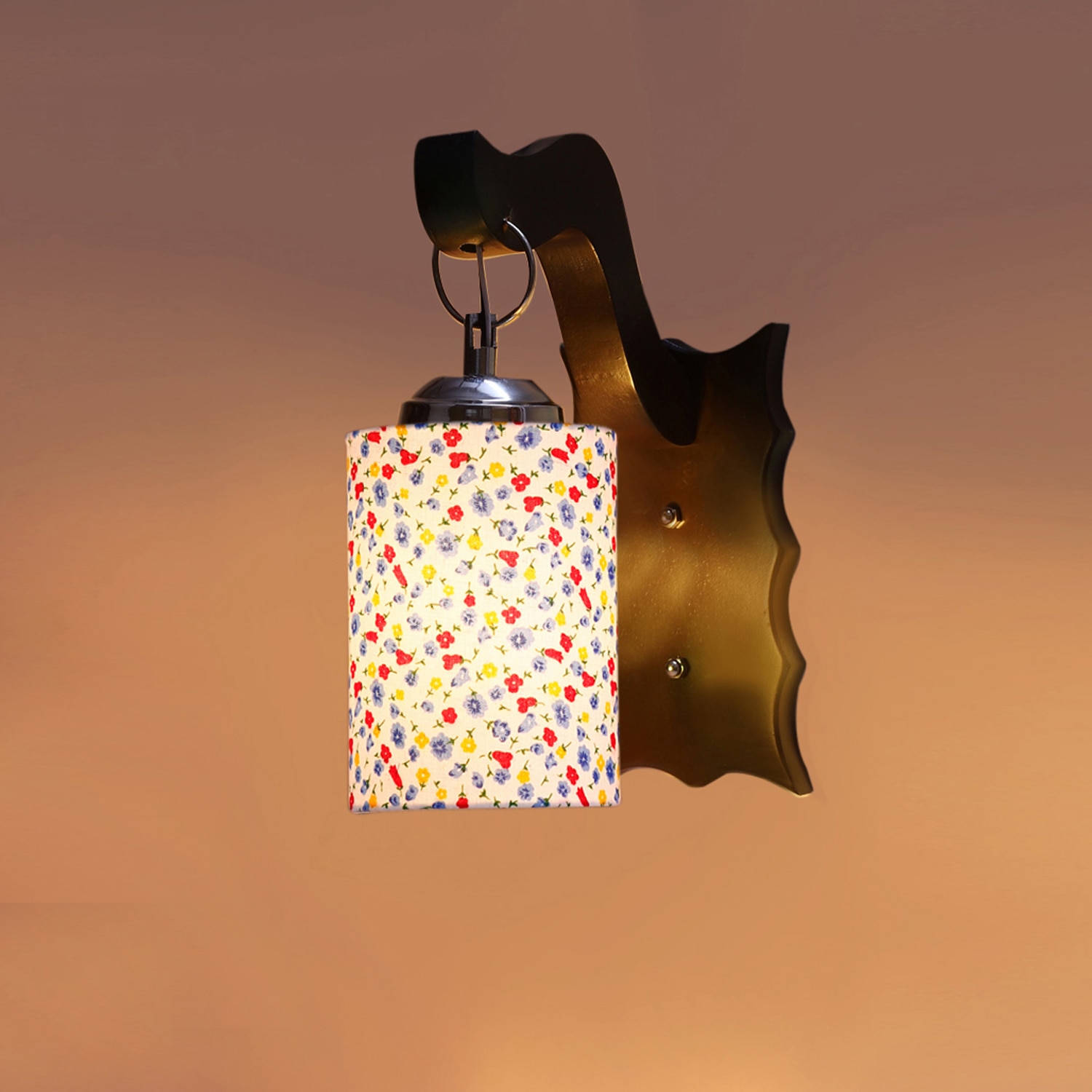 Devansh Solid Wood Electric Wall Light in Brown Colour with Multi Shade Count of 1 Light - Devansh