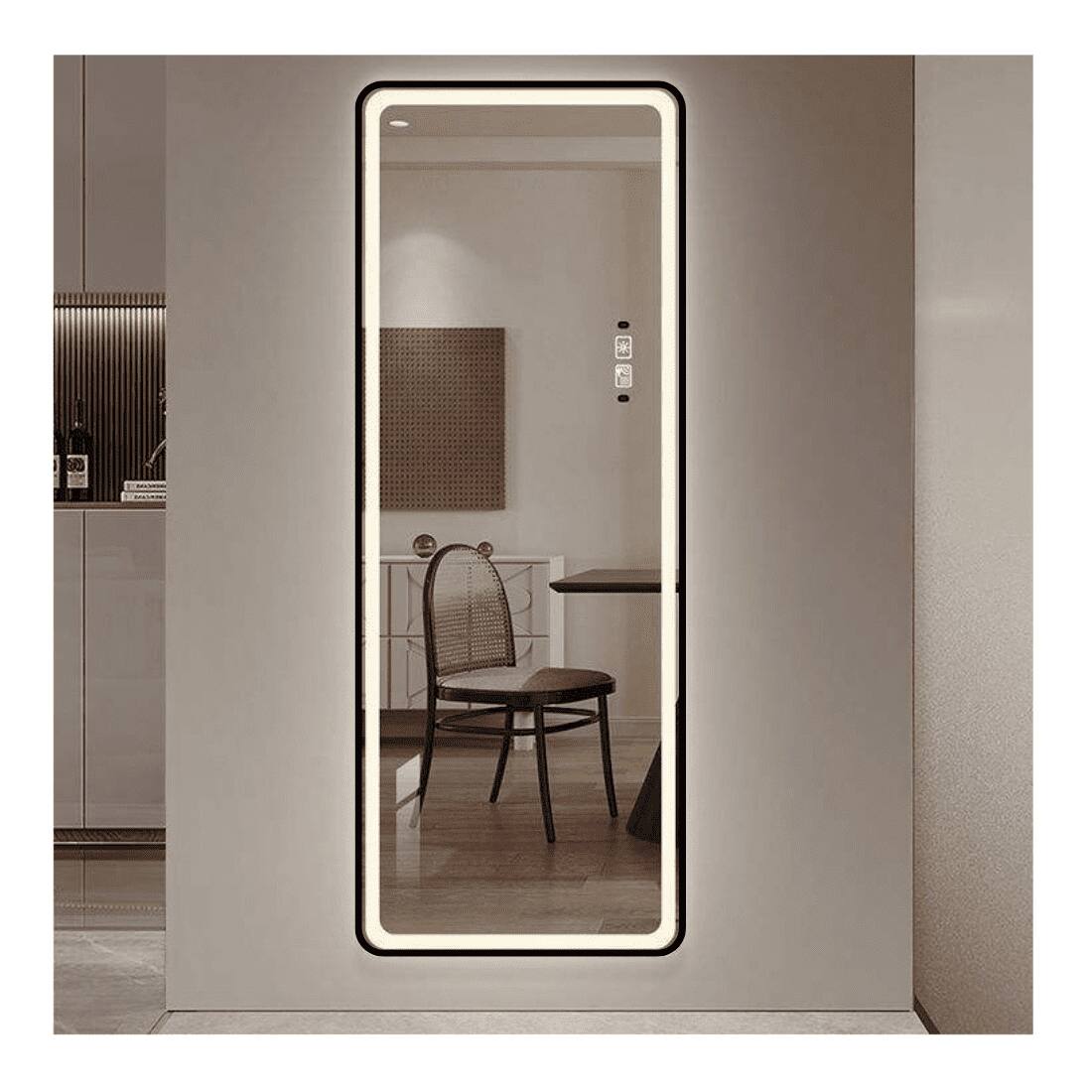 Full-Length Bedroom Dressing Mirror with Frame Adjustable LED Standing Mirror