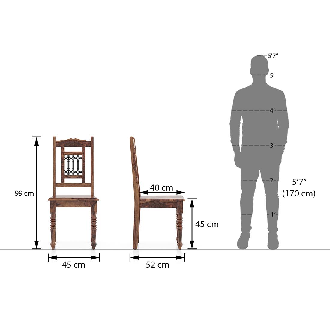 Bunai Solid Wood Dining Chair Set Of 2 In Teak Finish