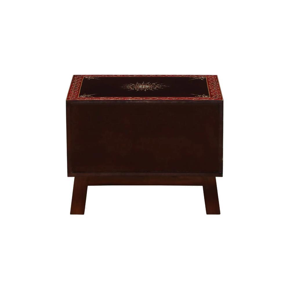 Hand-Painted Solid Wood Dresser in Multicolour with Mirror