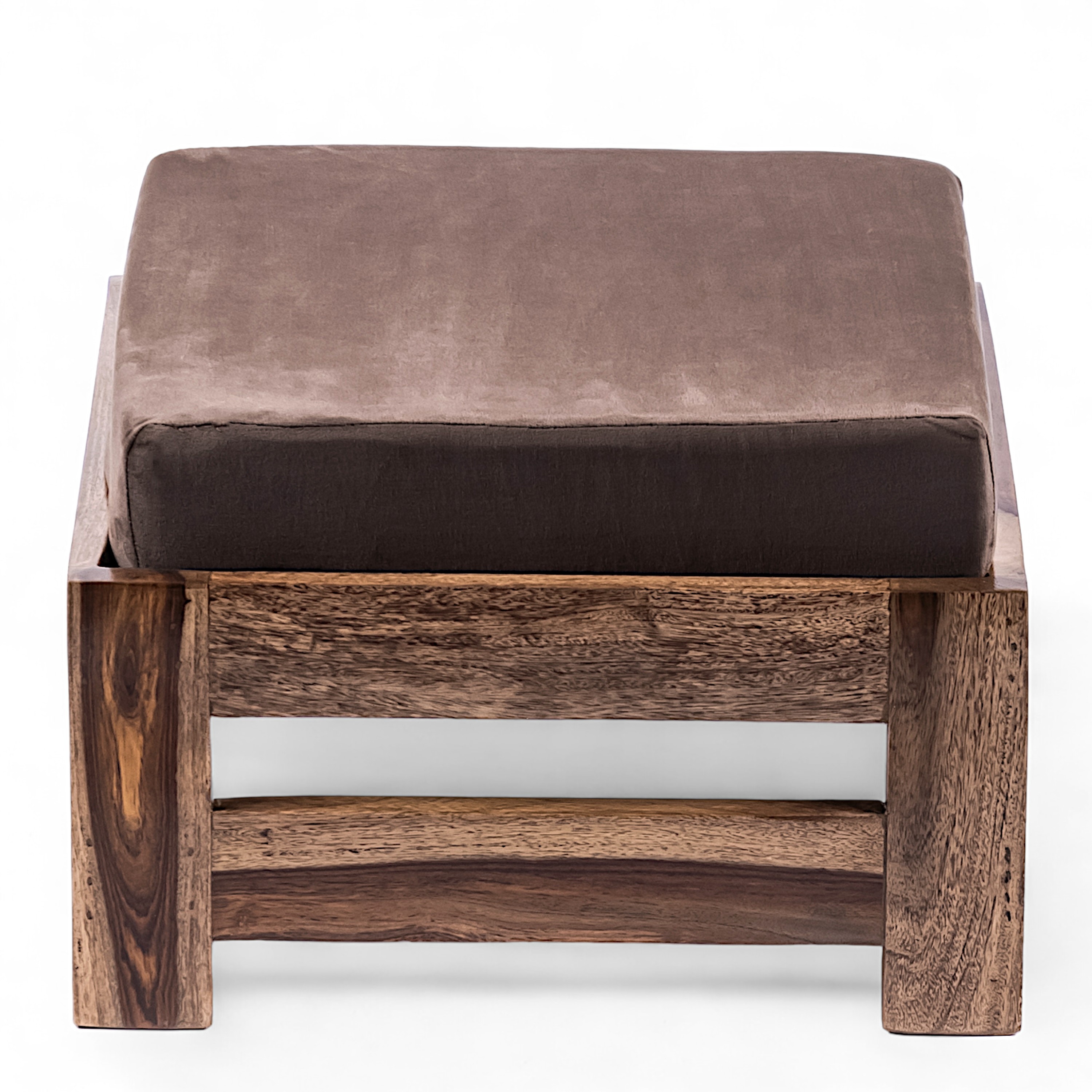 Amber Rosewood Foot Stool with Grey Velvet Cushion