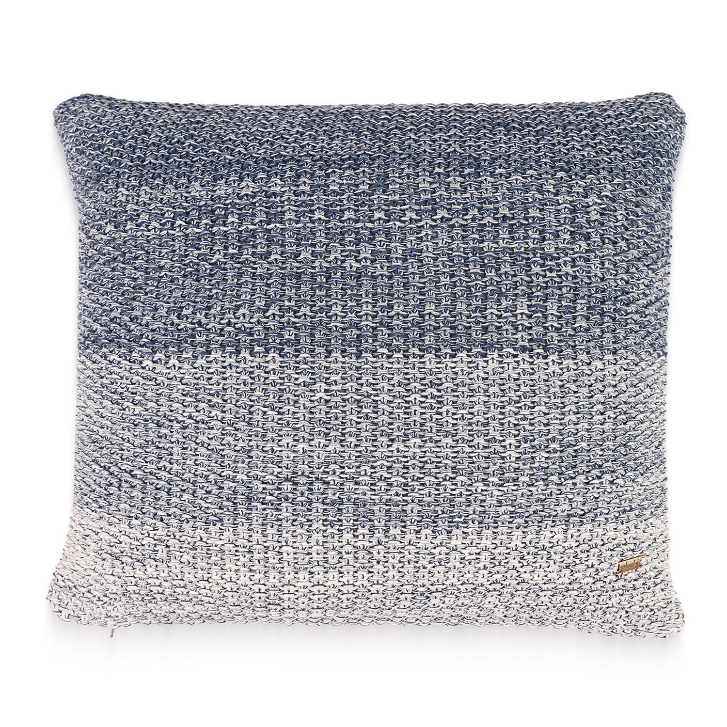 Ombre Moss Knit Blue Grey  And Queen Blue Cushion Cover 18X18 Inches - Pluchi