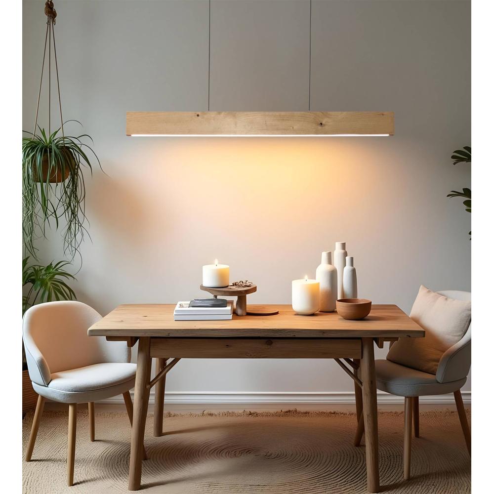 Slimline 48 Beige Solid Wood Single Hanging Light