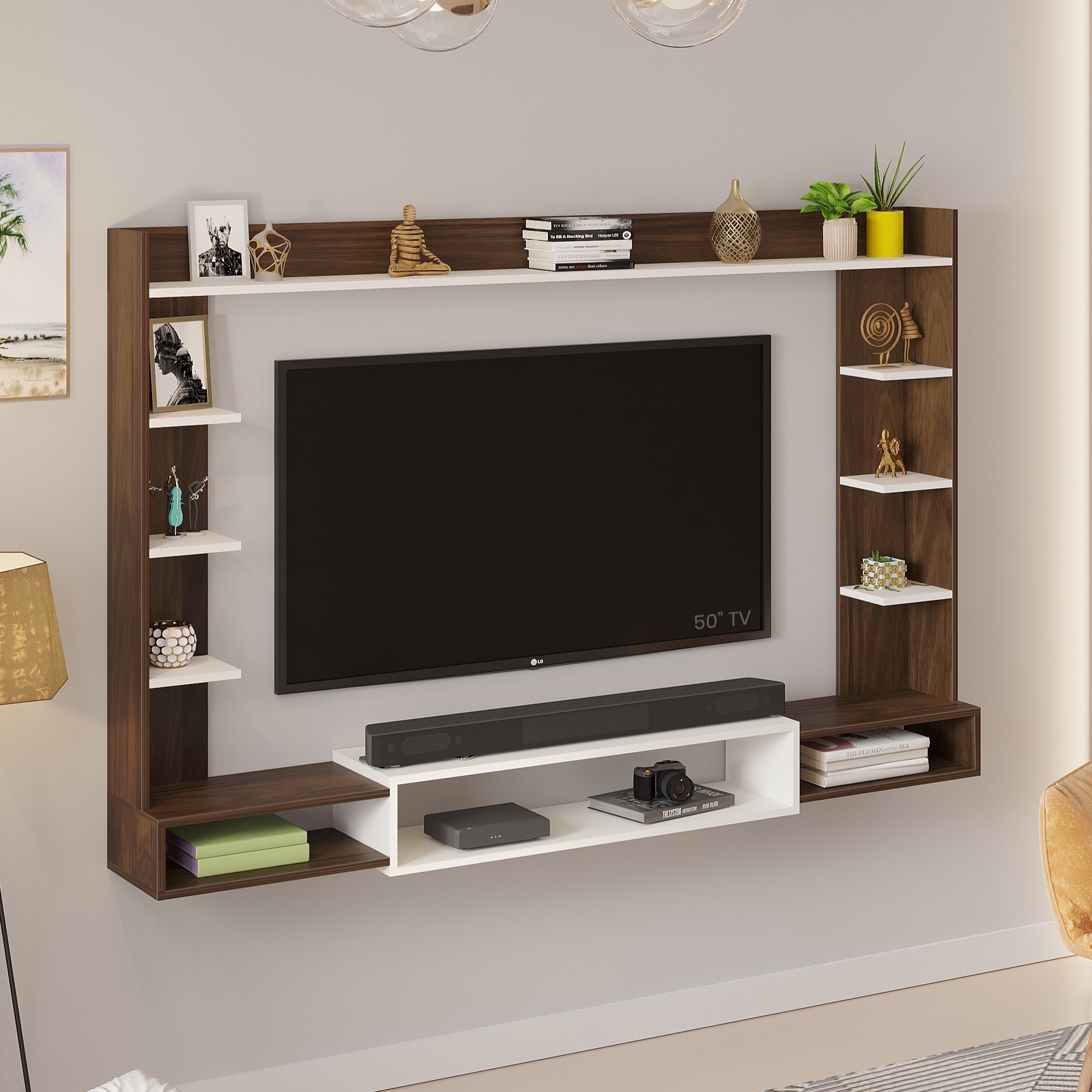 Bluewud Orelia Engineered Wood Tvcabinet In Brown Maple & White Finish - Bluewud