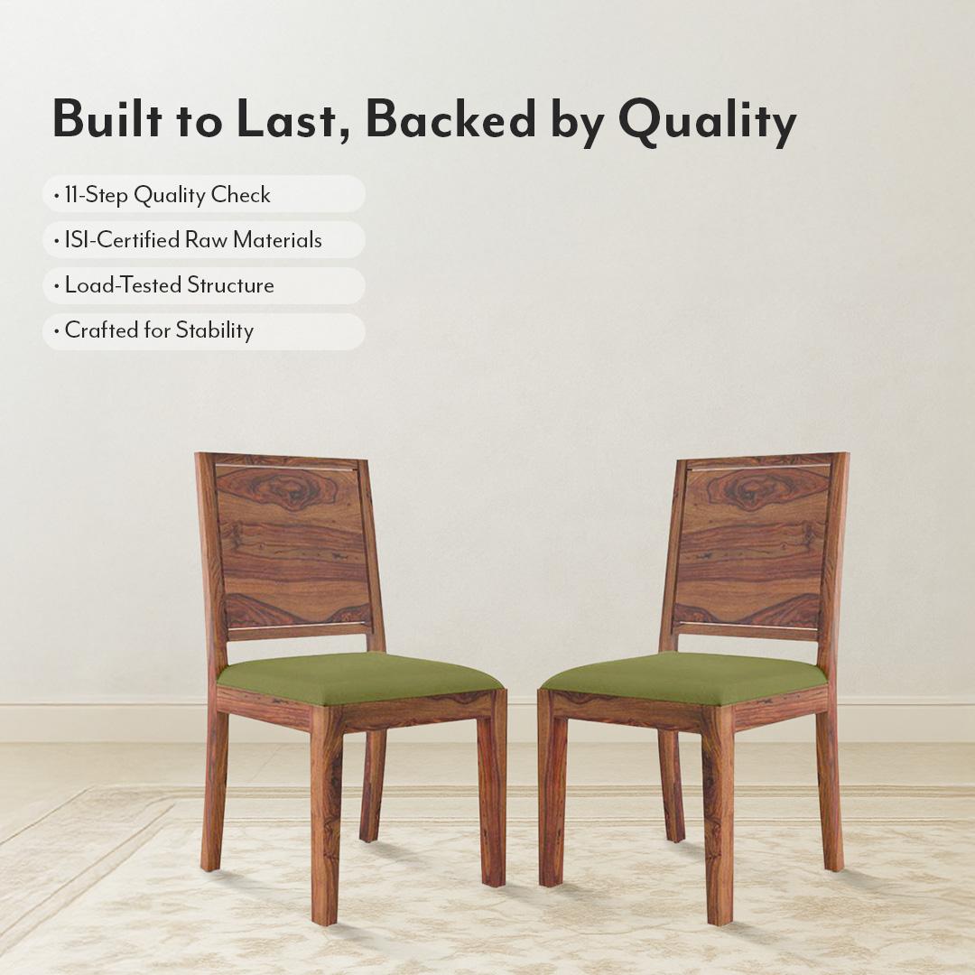 Oribi Solid Wood Dining Chair Set Of 2 In Teak Finish