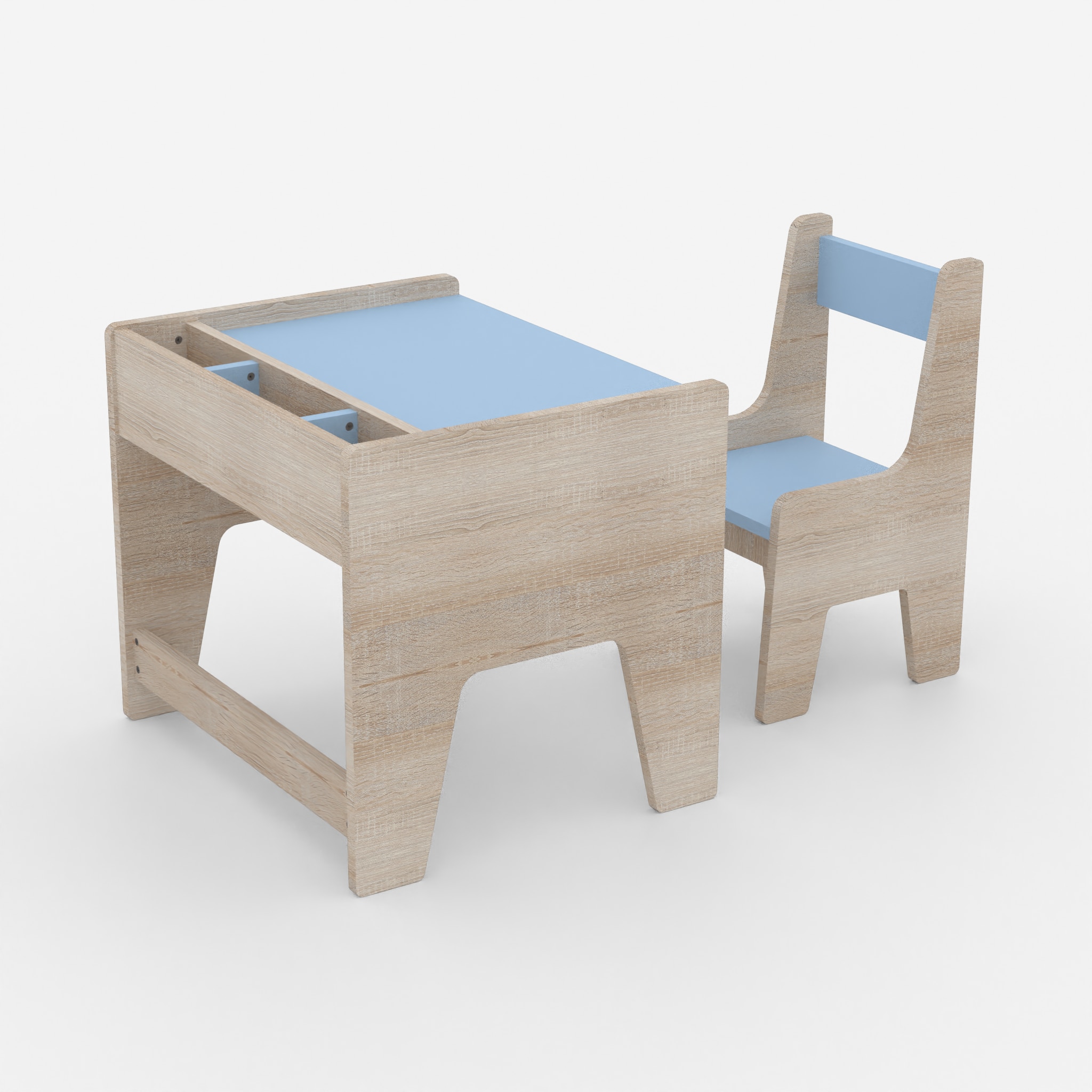 Topolino Toddler Activity Table & Chair in Oak and Light Blue