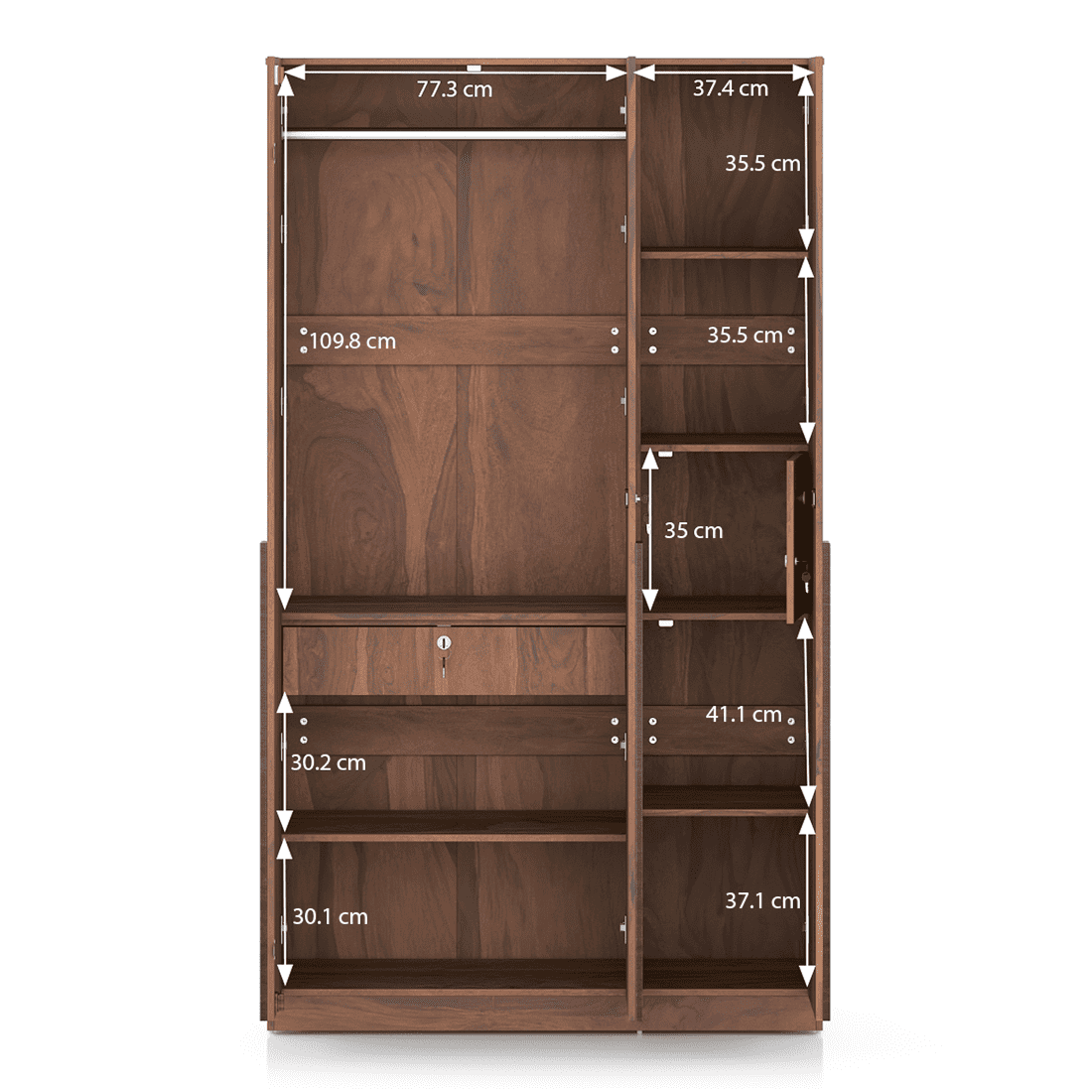 Rodrigues 3 Door Wardrobe in Sheesham Paper Finish