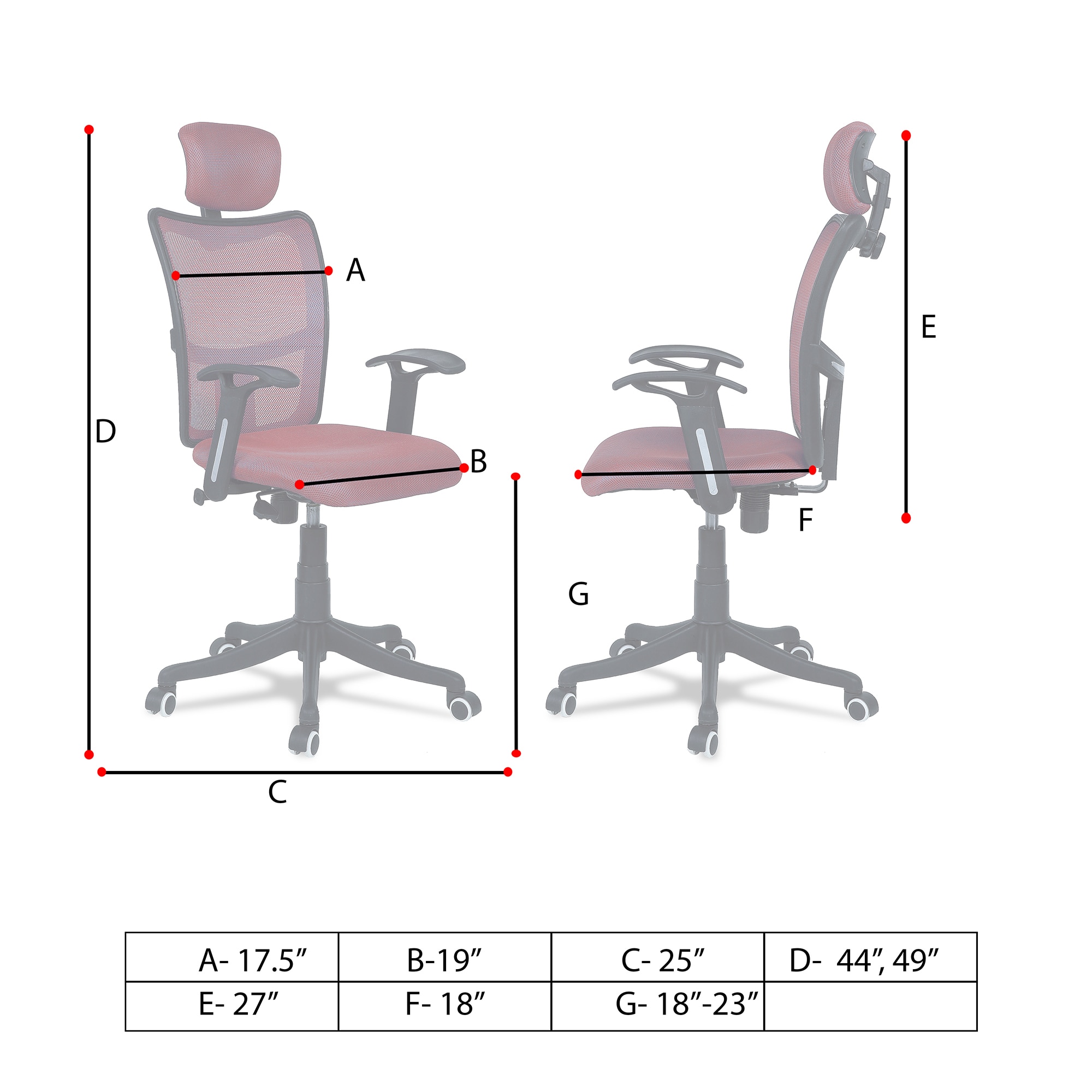Jeaorda High Back Ergonomic Chair in Red Colour