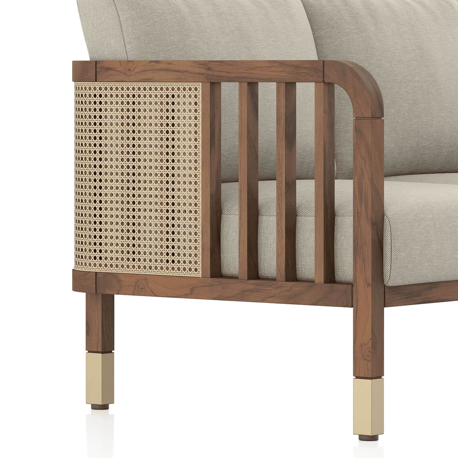 Taran 2 Seater Wooden Sofa in Natural Herringbone Colour